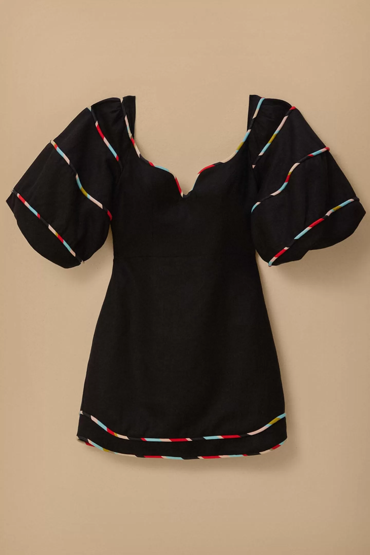 FARM Rio  BLACK COLORED STRIPES SHORT SLEEVE MINI DRESS