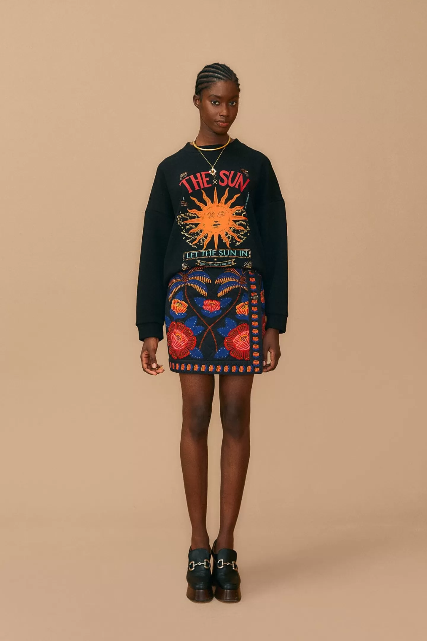 FARM Rio  BLACK LIVING BLOOM MINI SKIRT