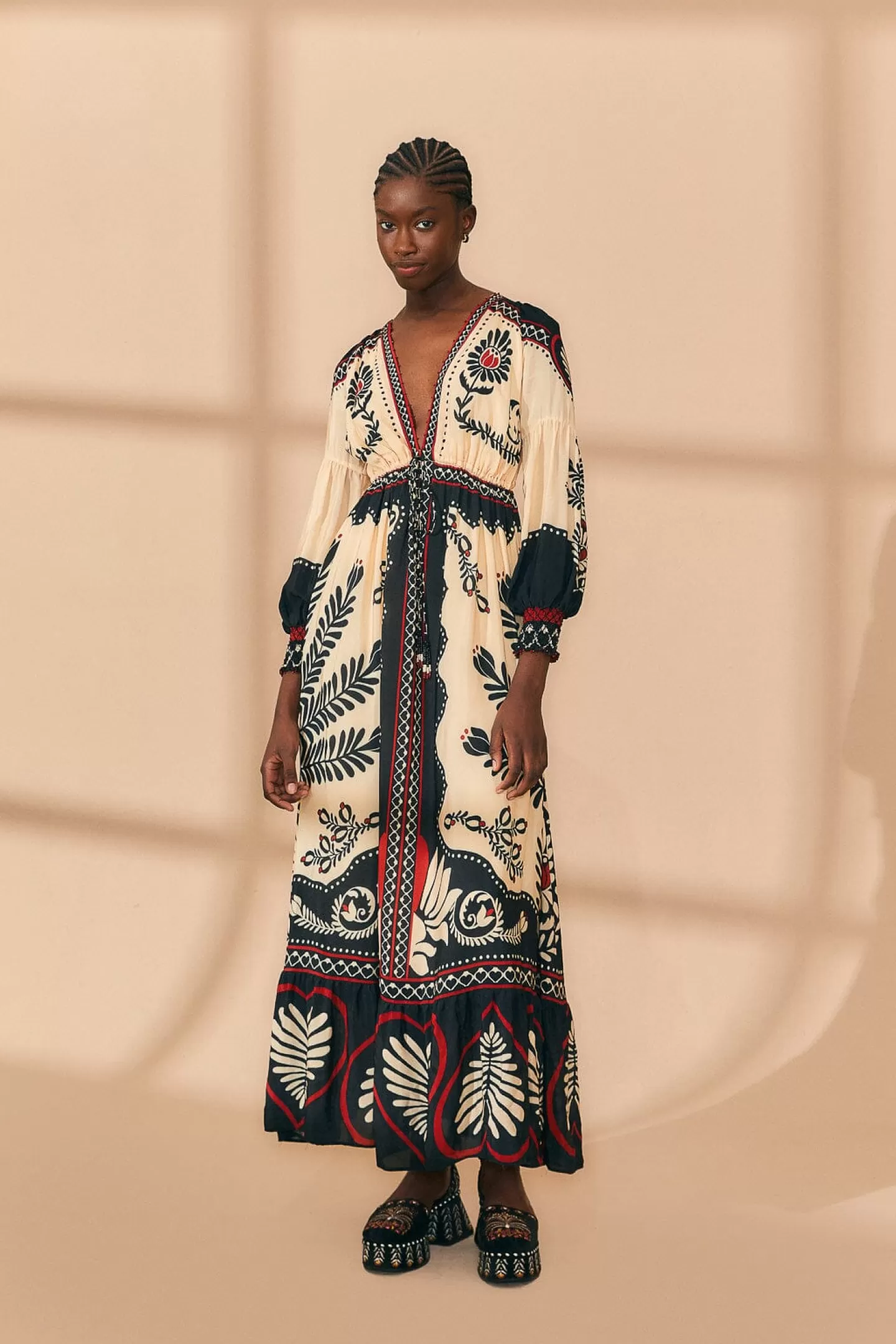 FARM Rio  BLACK PASSION SCARF MAXI DRESS