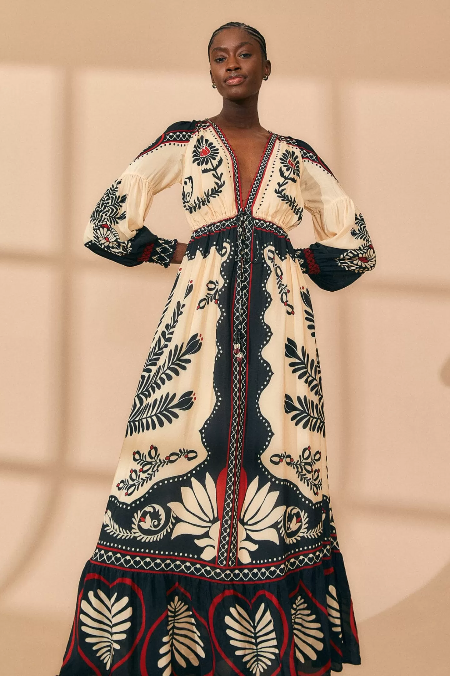 FARM Rio  BLACK PASSION SCARF MAXI DRESS