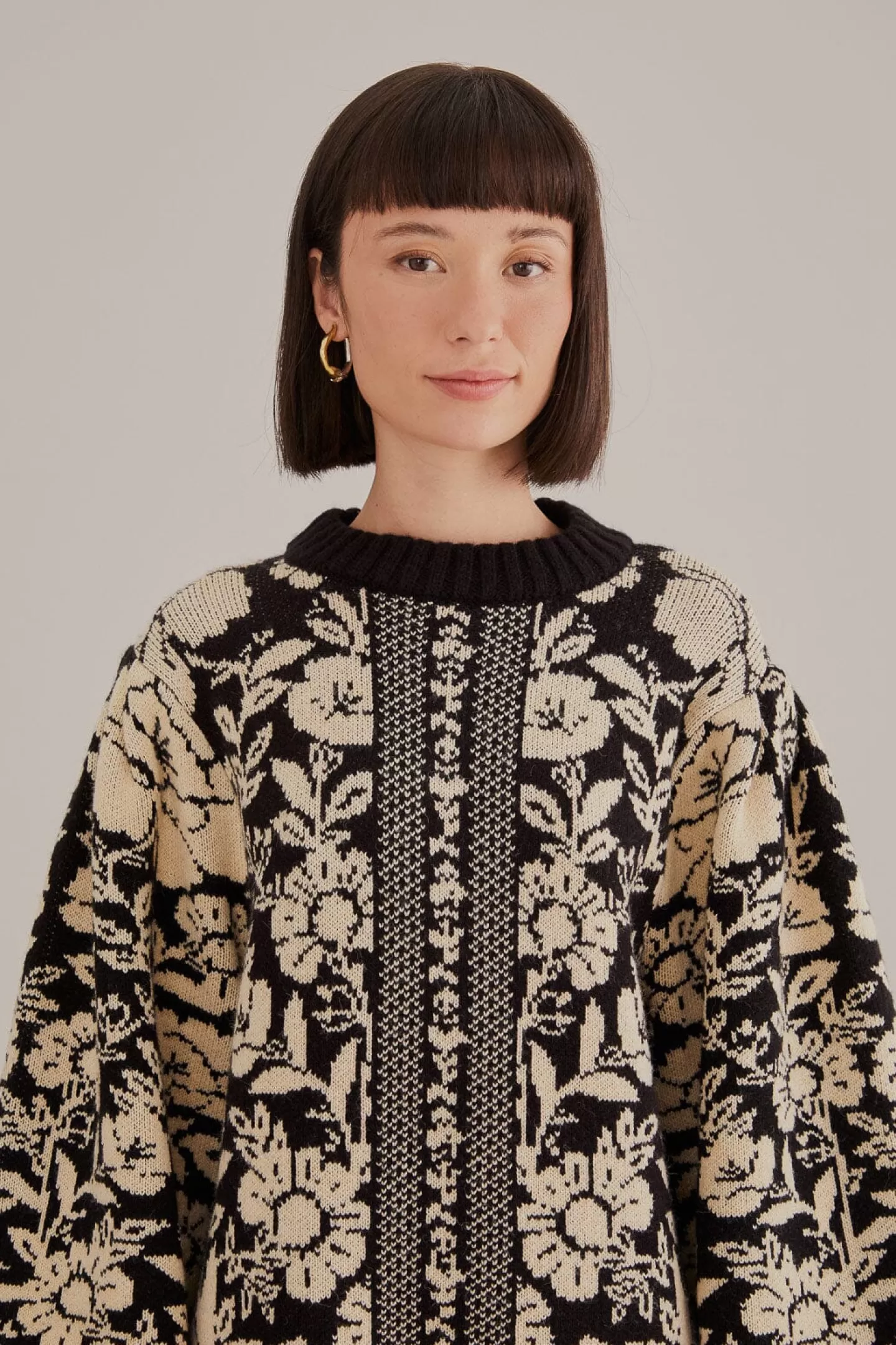 FARM Rio  BLACK PINEAPPLE GARDEN MINI SWEATER DRESS