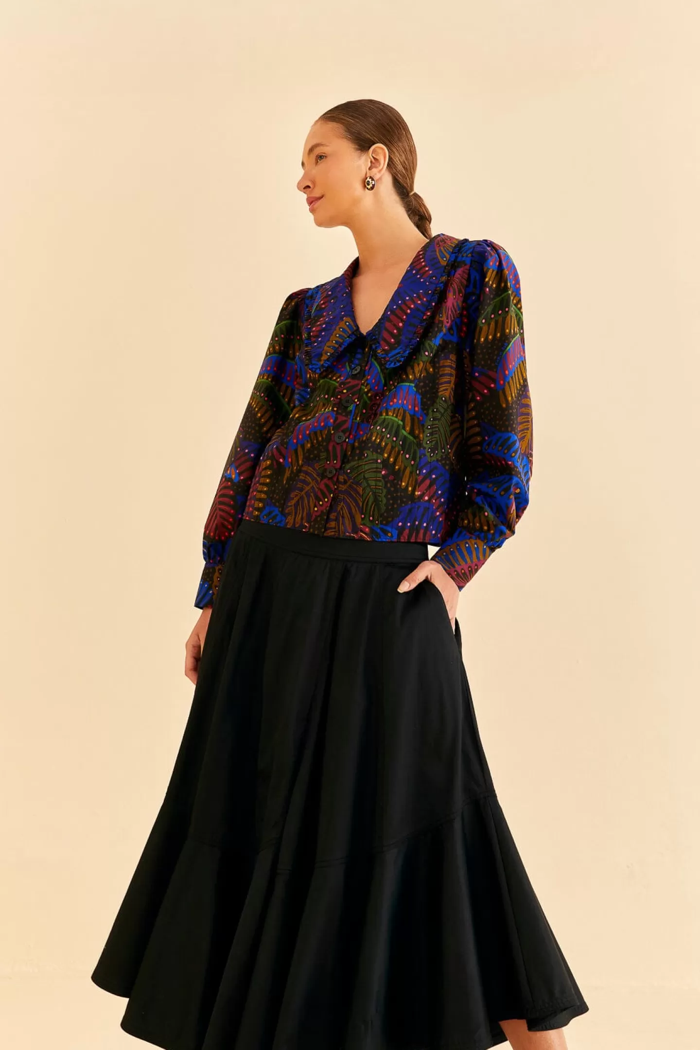 FARM Rio  BLACK RUFFLE MAXI SKIRT