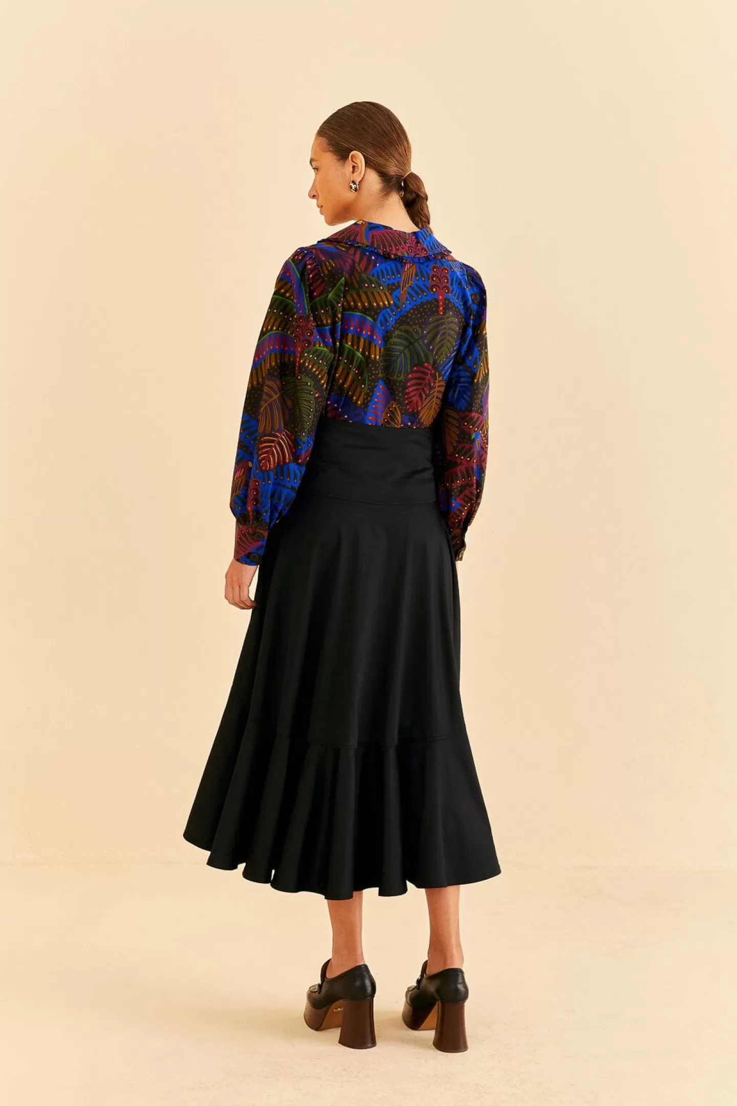 black_ruffle_maxi_skirt_195678.webp FARM Rio  BLACK RUFFLE MAXI SKIRT