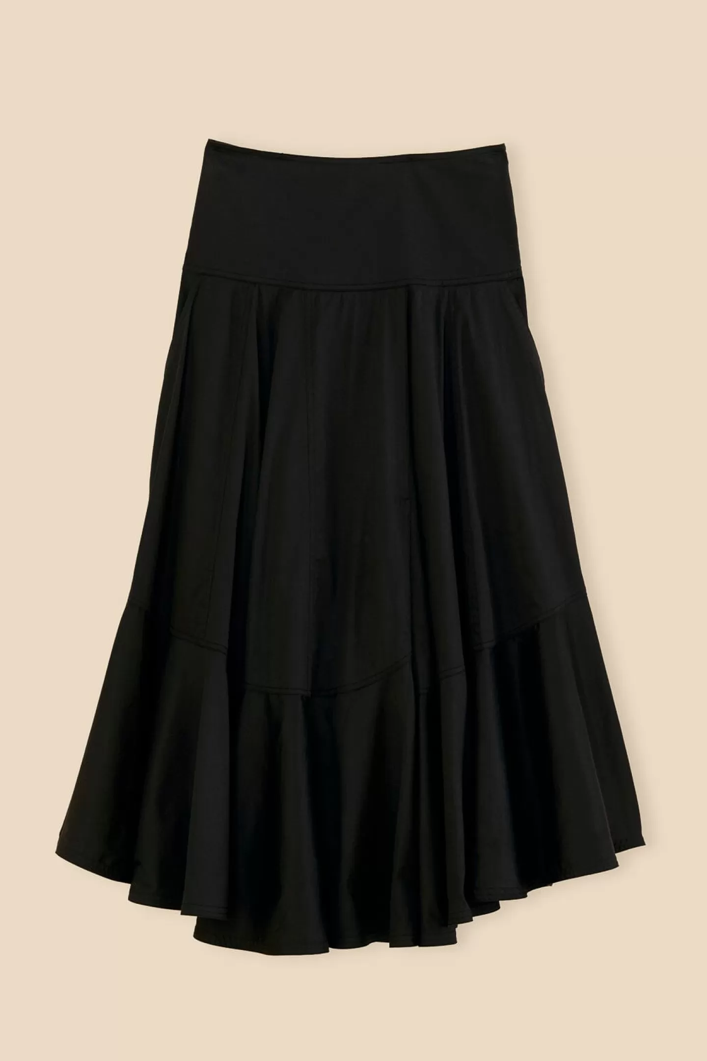 black_ruffle_maxi_skirt_195680.webp FARM Rio  BLACK RUFFLE MAXI SKIRT