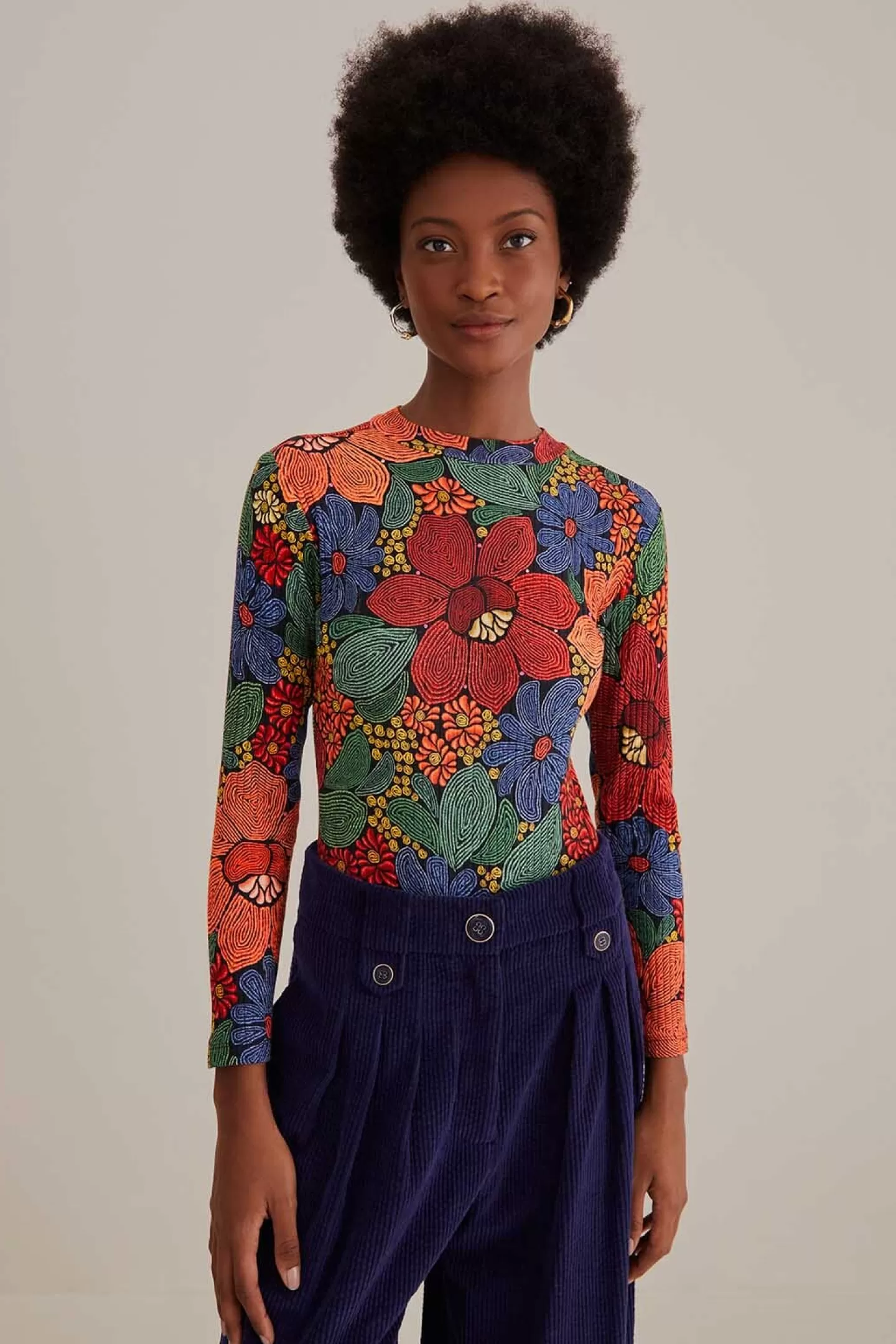 FARM Rio  BLACK STITCHED FLOWERS ORGANIC COTTON BODYSUIT