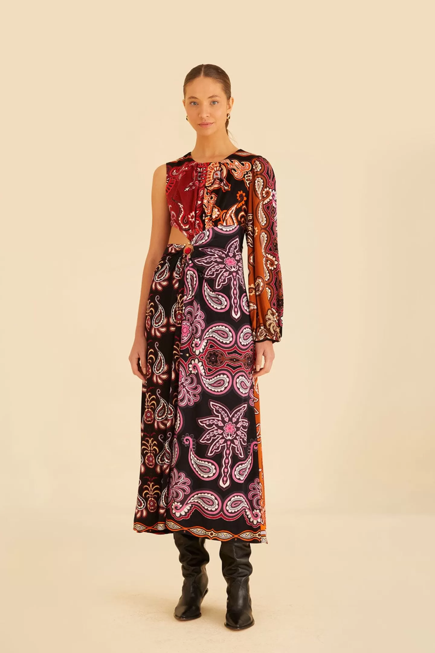 FARM Rio  BLACK SWEET MERMAIDS ONE SHOULDER MAXI DRESS