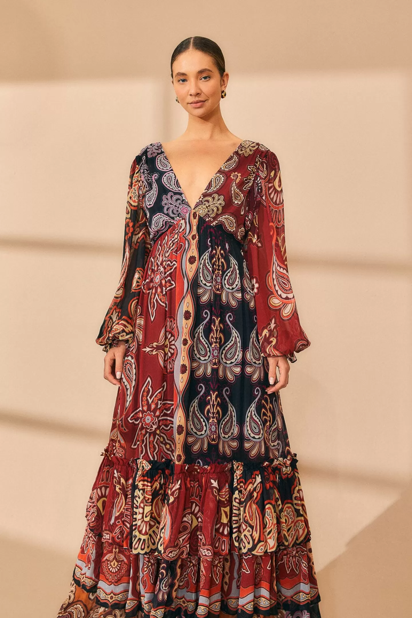 FARM Rio  BLACK SWEET MERMAIDS V NECK MAXI DRESS