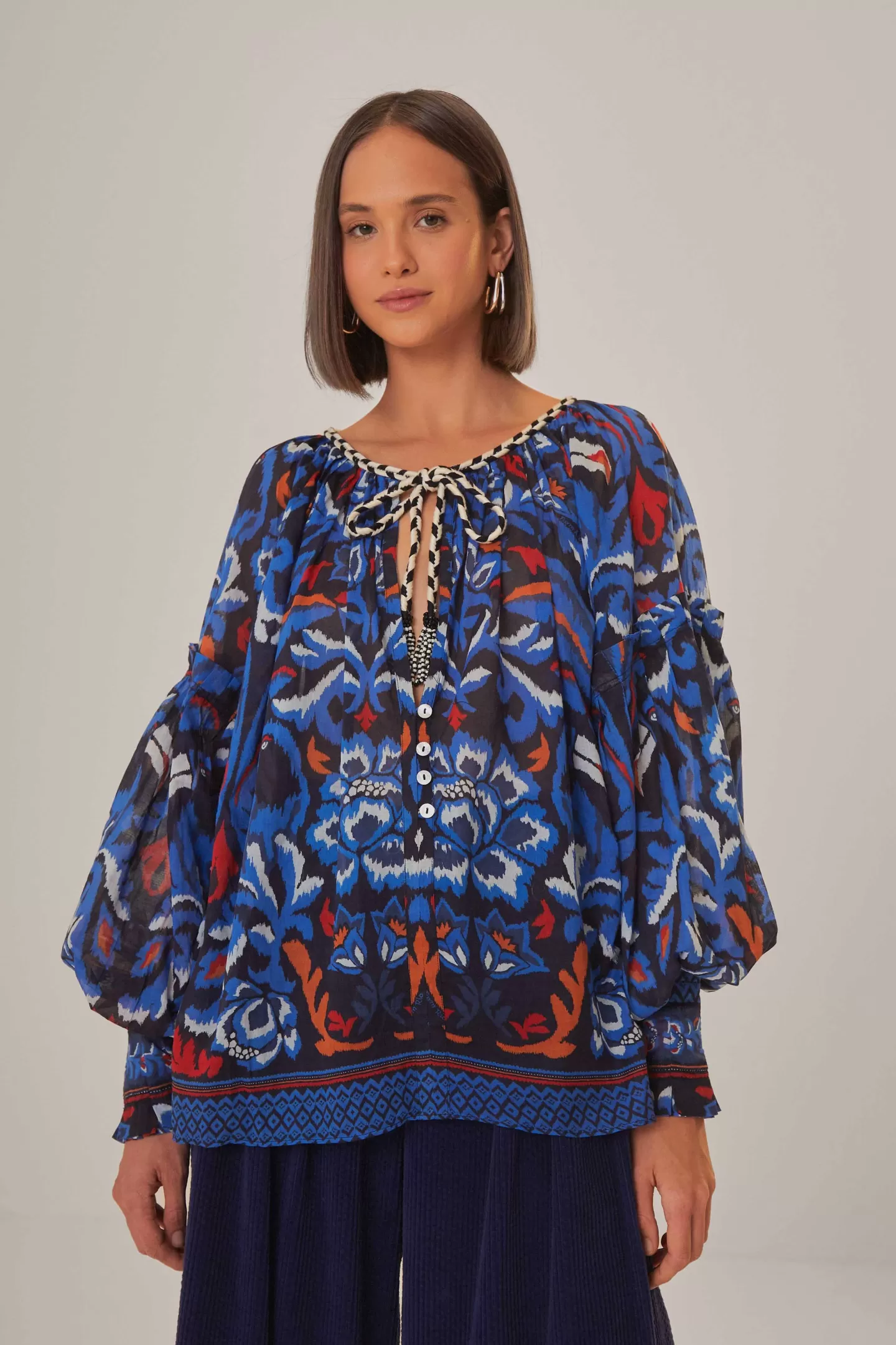 FARM Rio  BLACK TOUCANS SCARF BLOUSE