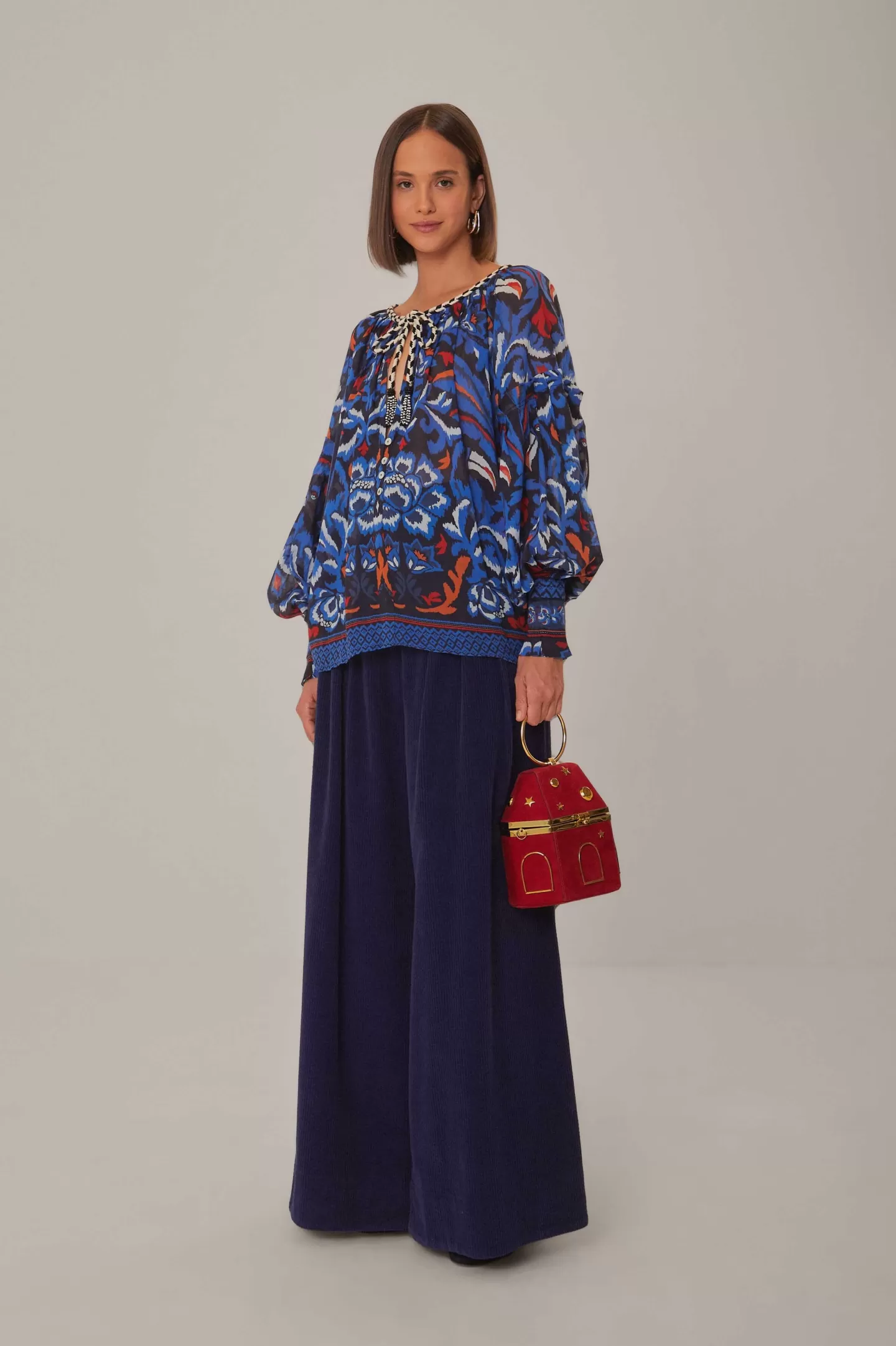 FARM Rio  BLACK TOUCANS SCARF BLOUSE