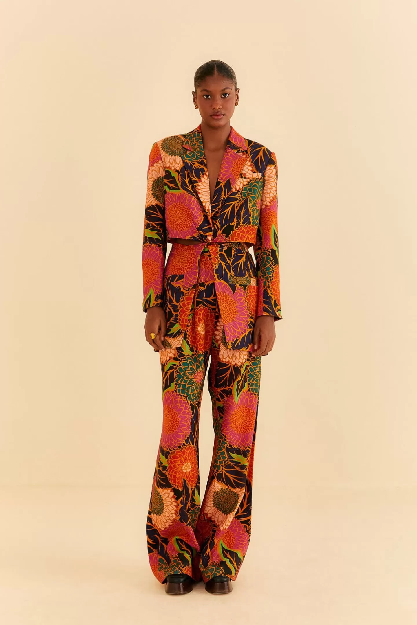 FARM Rio  BLACK VINTAGE GARDEN CUT OUT BLAZER
