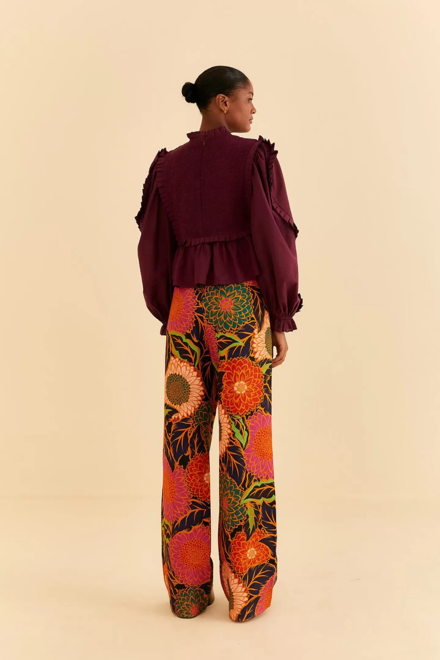 FARM Rio  BLACK VINTAGE GARDEN LOW WAISTED PANTS