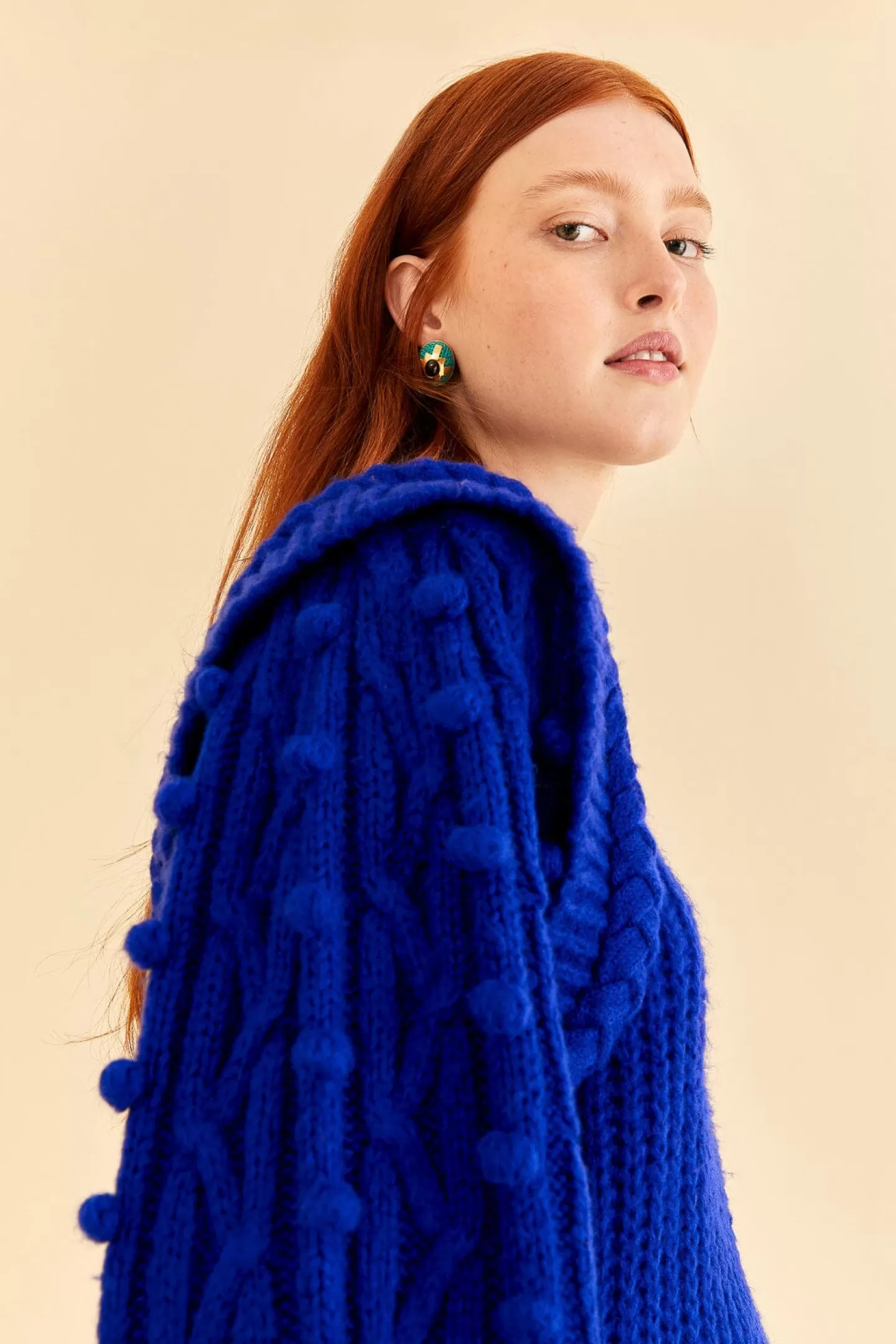 FARM Rio  BLUE BRAIDED SWEATER