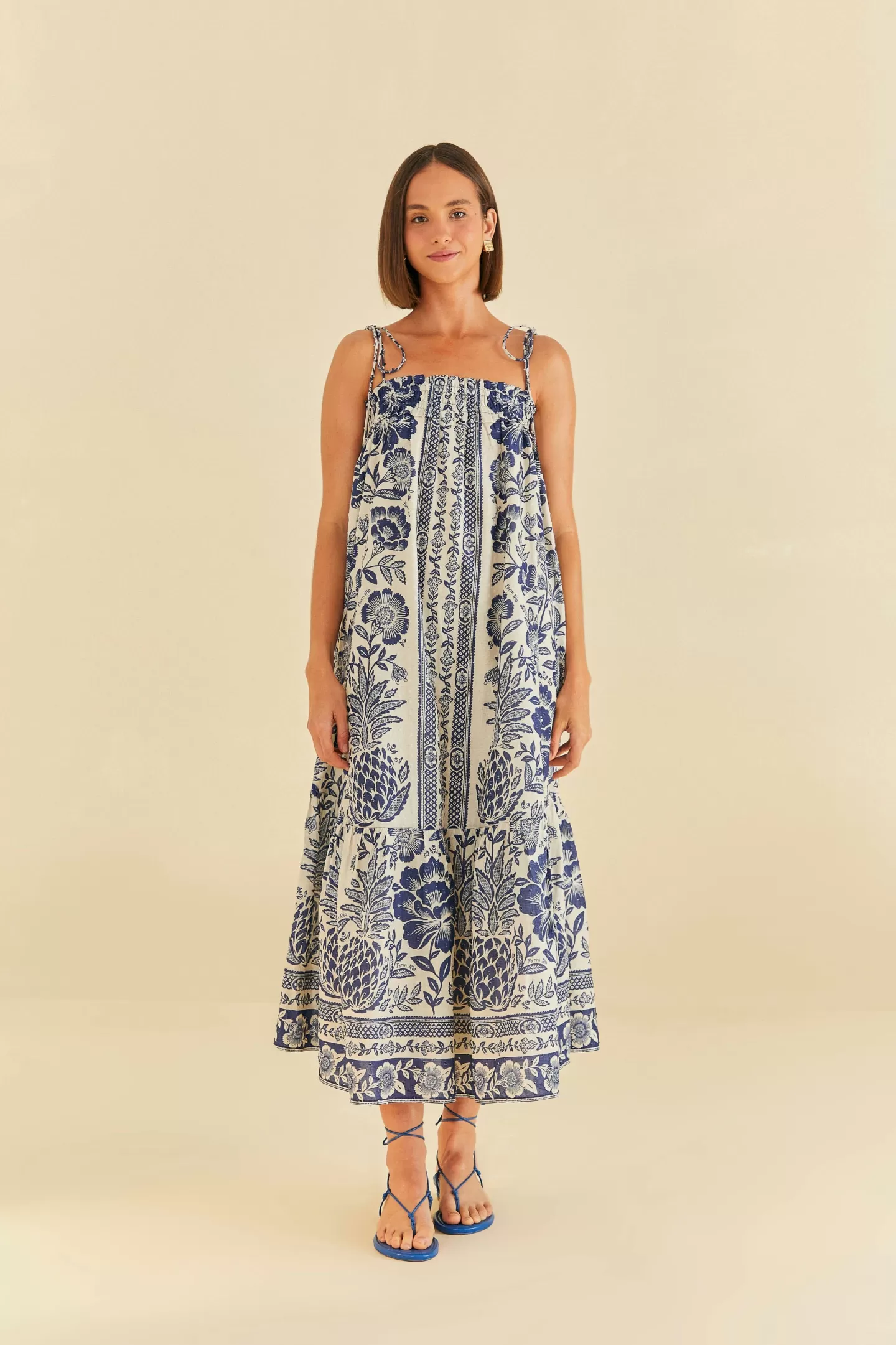 FARM Rio  BLUE PINEAPPLE GARDEN MAXI DRESS