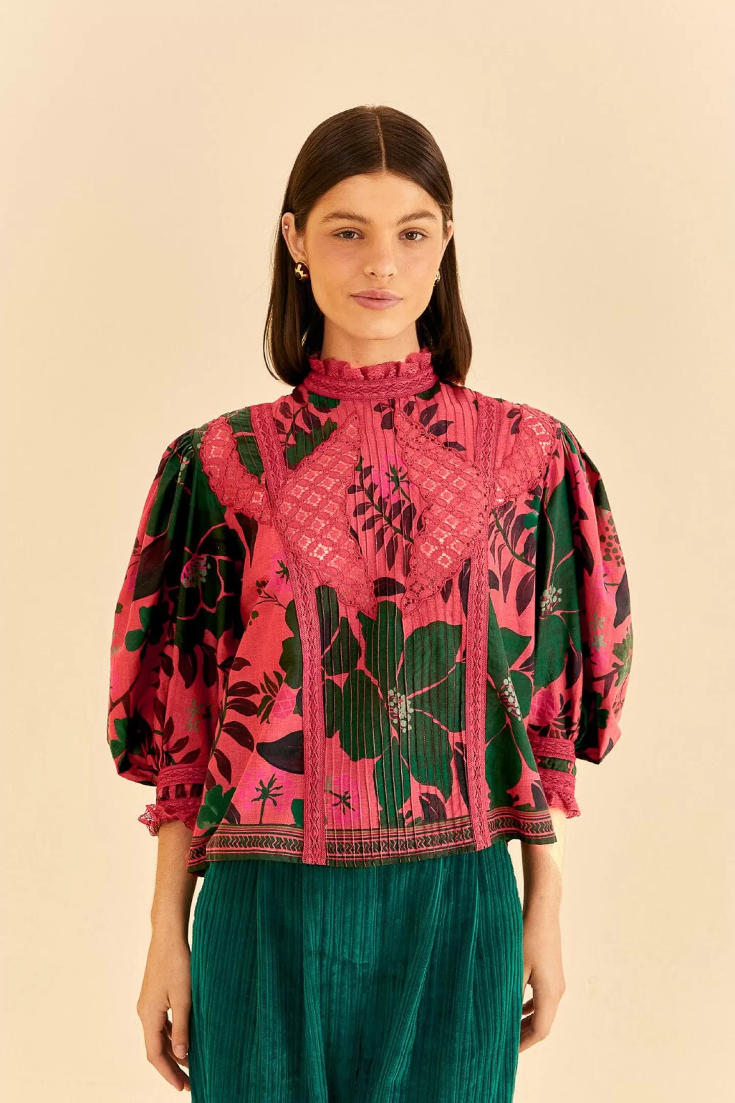 FARM Rio  BLUSH FLORAL YARD BLOUSE