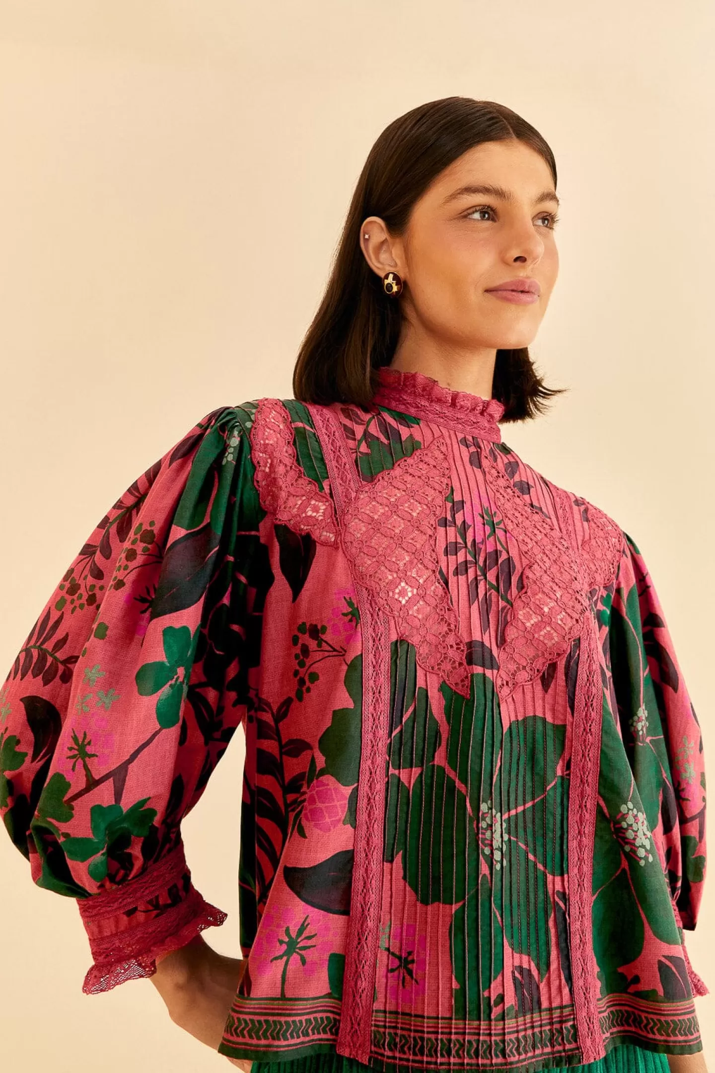 FARM Rio  BLUSH FLORAL YARD BLOUSE