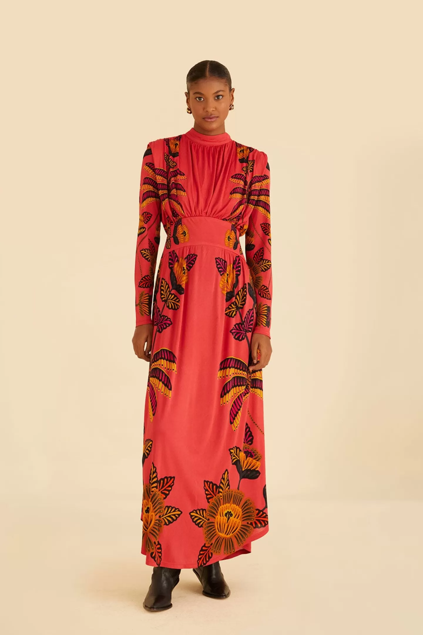 FARM Rio  BLUSH LIVING BLOOM HIGH NECK MAXI DRESS