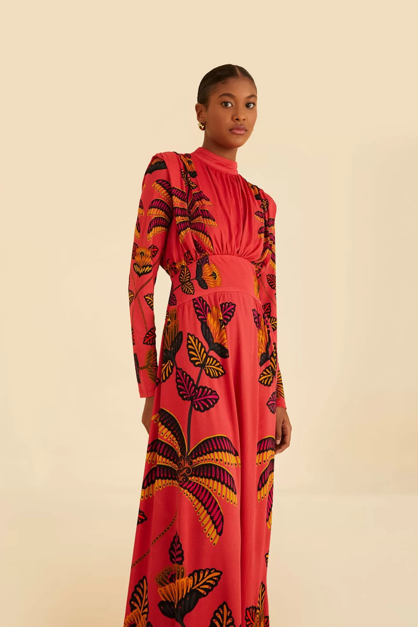 FARM Rio  BLUSH LIVING BLOOM HIGH NECK MAXI DRESS
