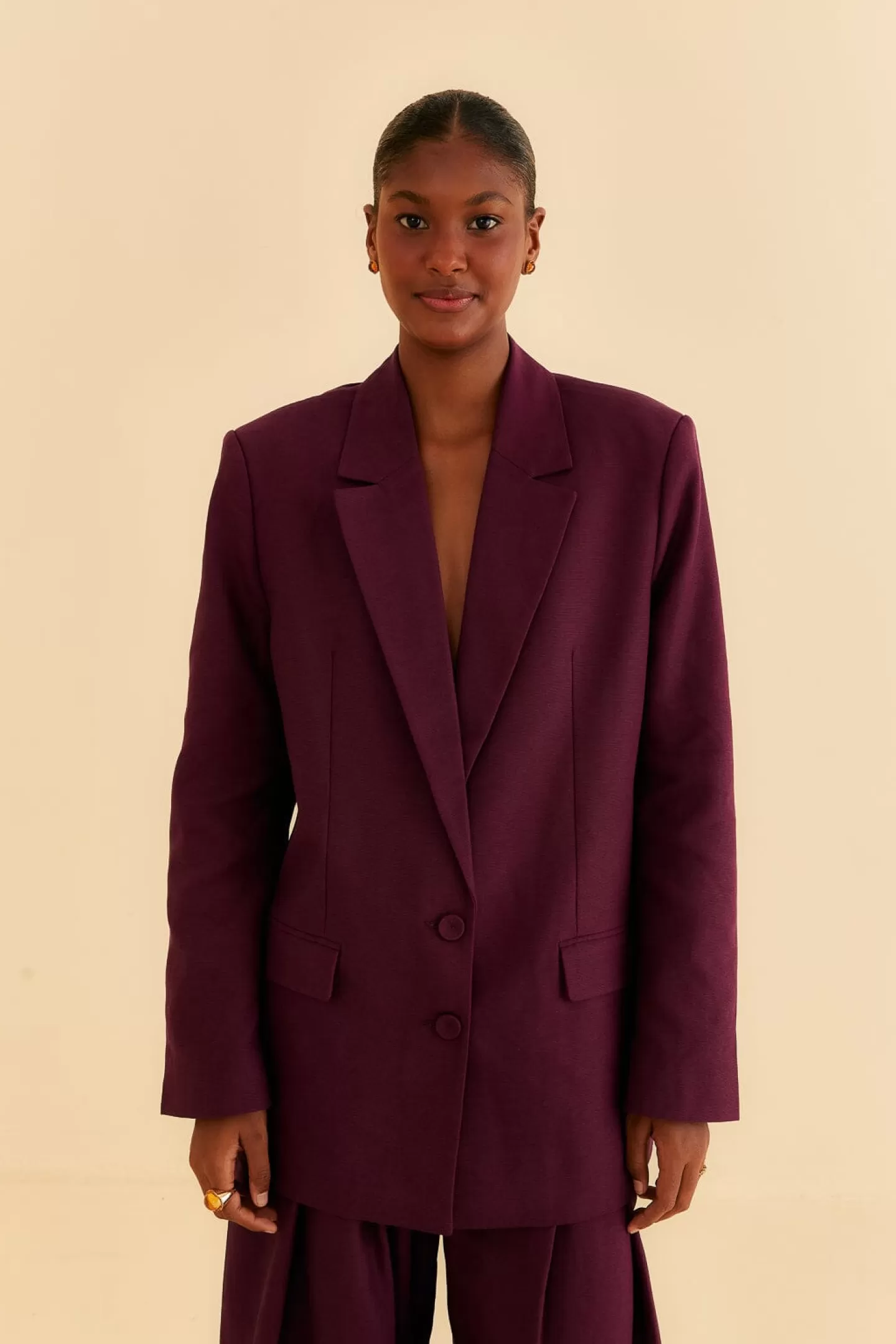 FARM Rio  BURGUNDY STRAIGHT BLAZER