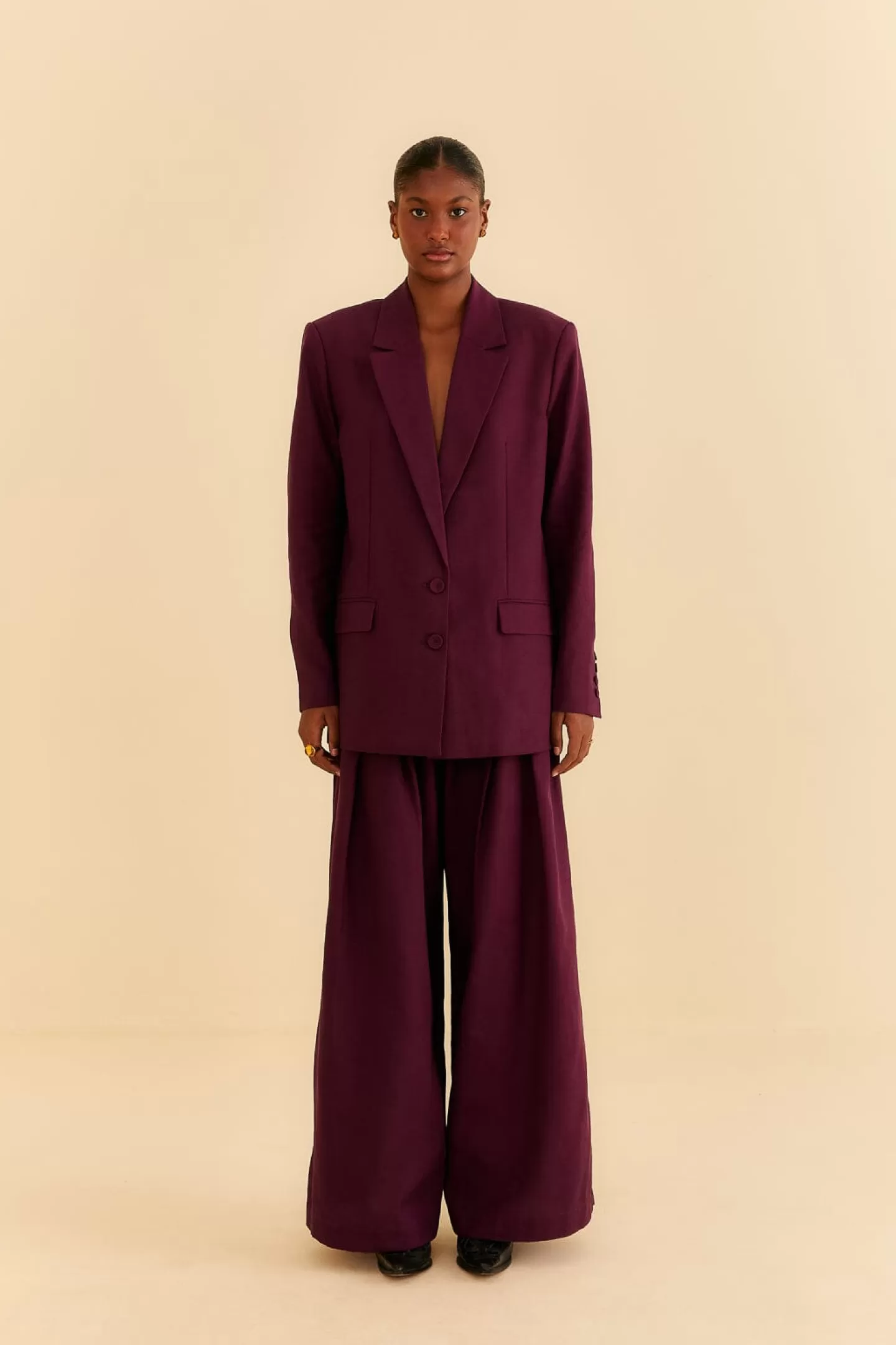 FARM Rio  BURGUNDY STRAIGHT BLAZER
