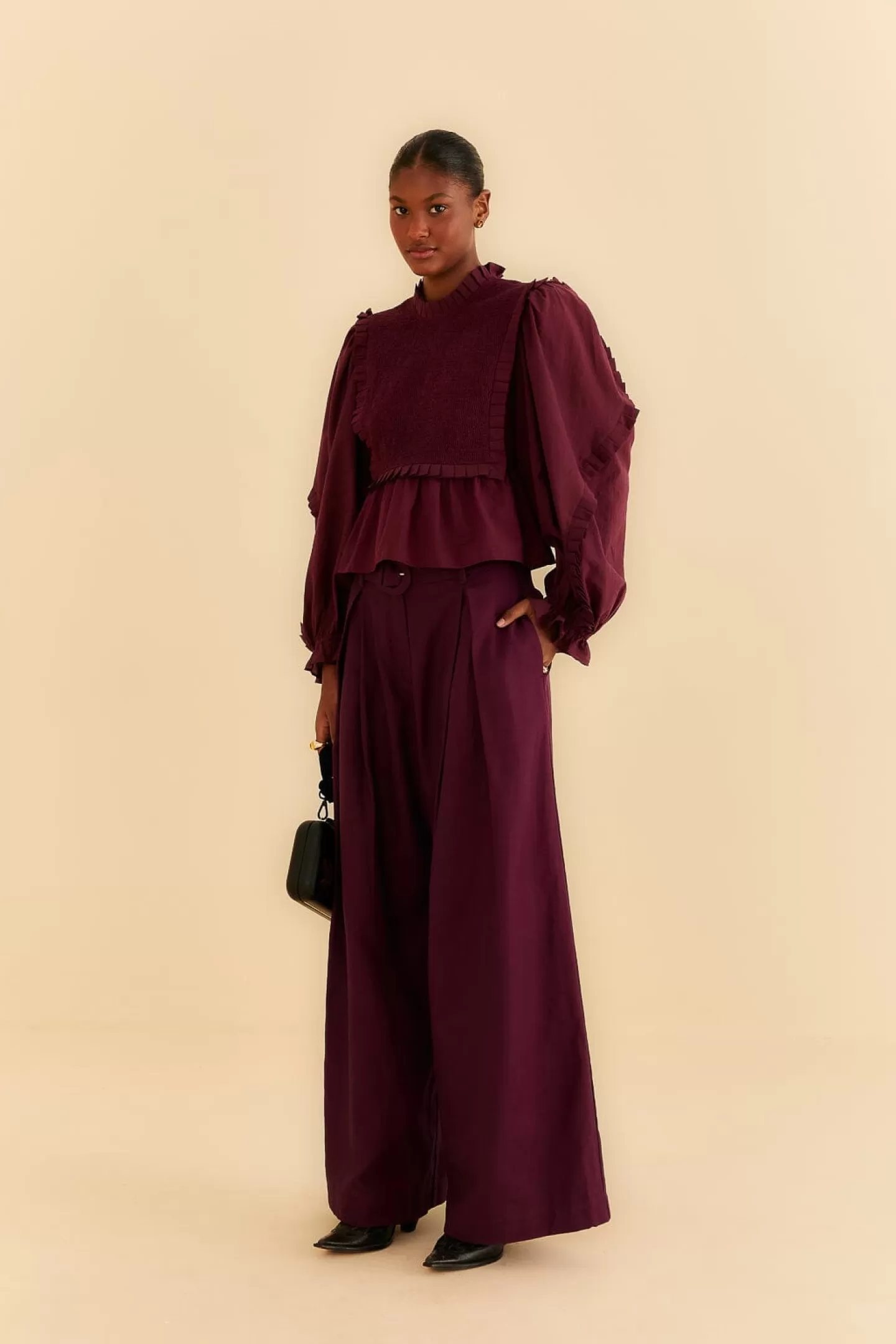 FARM Rio  BURGUNDY TAILORED PANTS