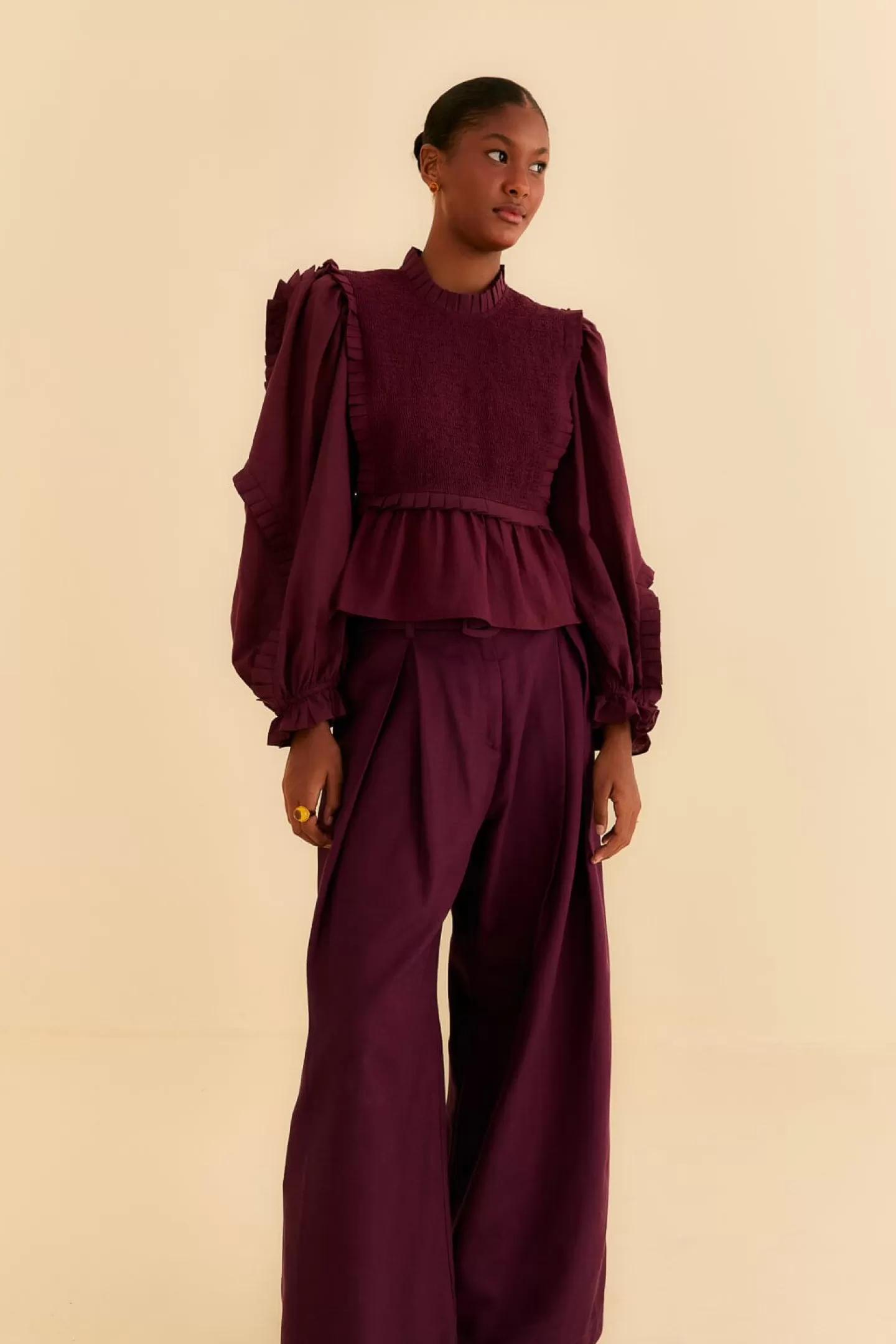 FARM Rio  BURGUNDY TAILORED PANTS