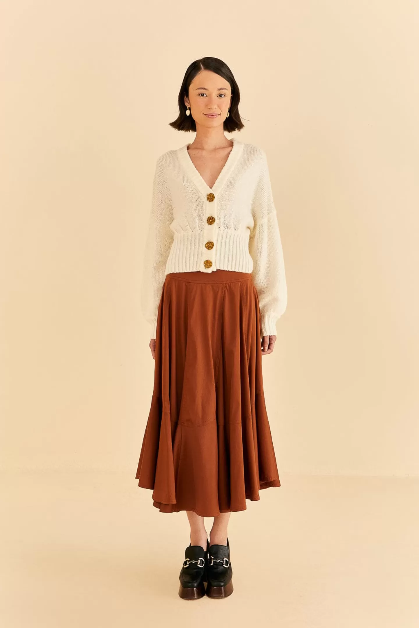 FARM Rio  CARAMEL RUFFLE MAXI SKIRT