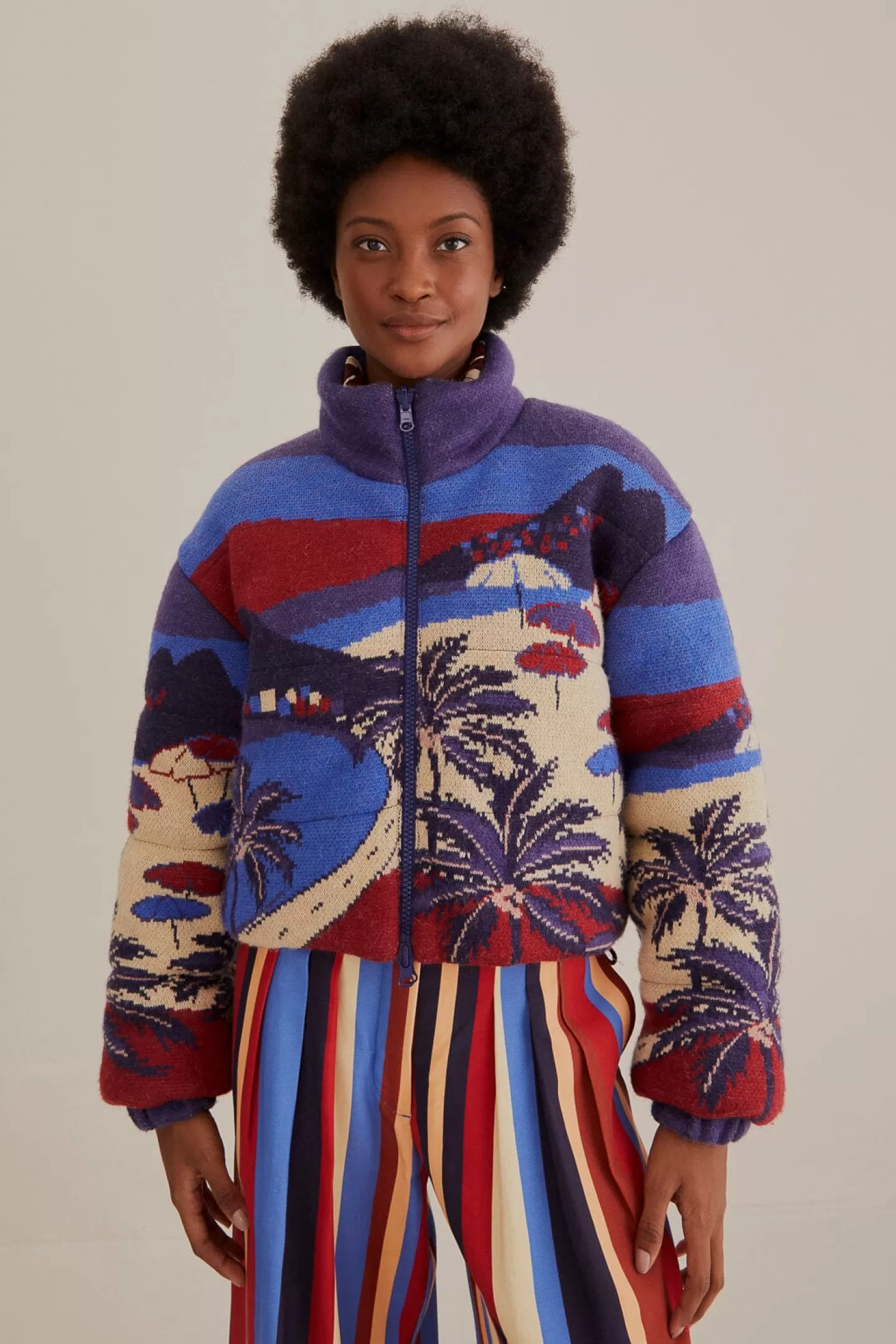 FARM Rio  CARIOCA TRICOT PUFFER JACKET
