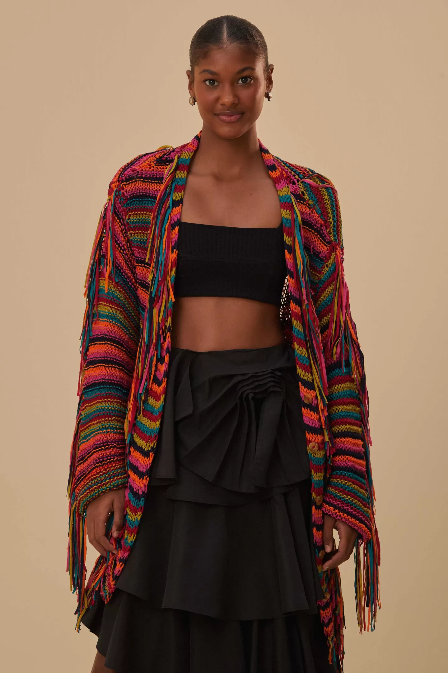 FARM Rio  COLORFUL STRIPES KNIT CARDIGAN