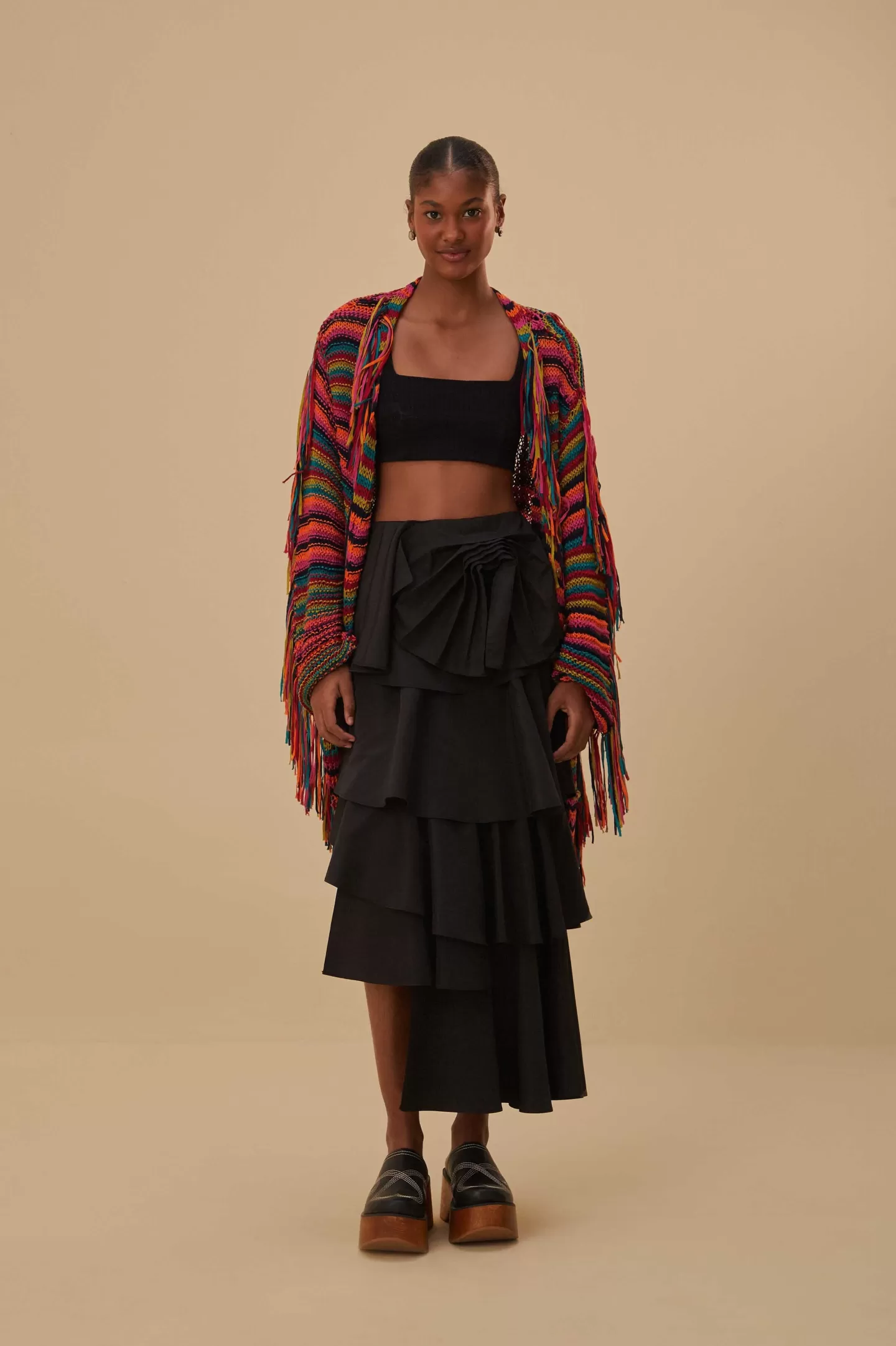 FARM Rio  COLORFUL STRIPES KNIT CARDIGAN