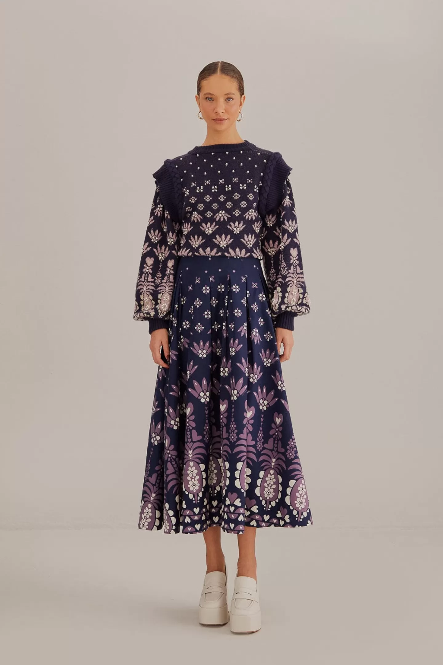 FARM Rio  DARK BLUE AINIKA MARTINA KNIT SWEATER