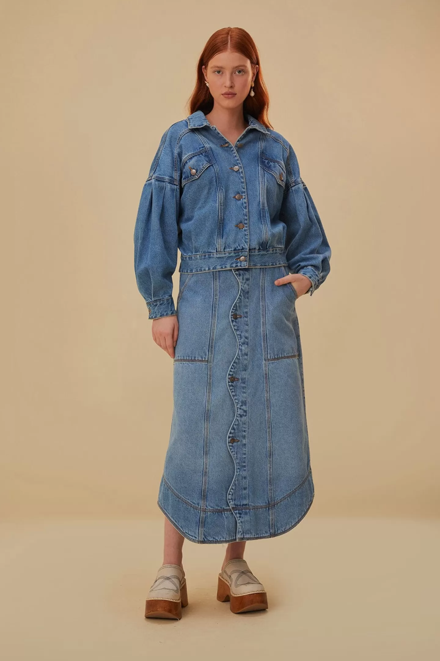 FARM Rio  DENIM WAVE SKIRT