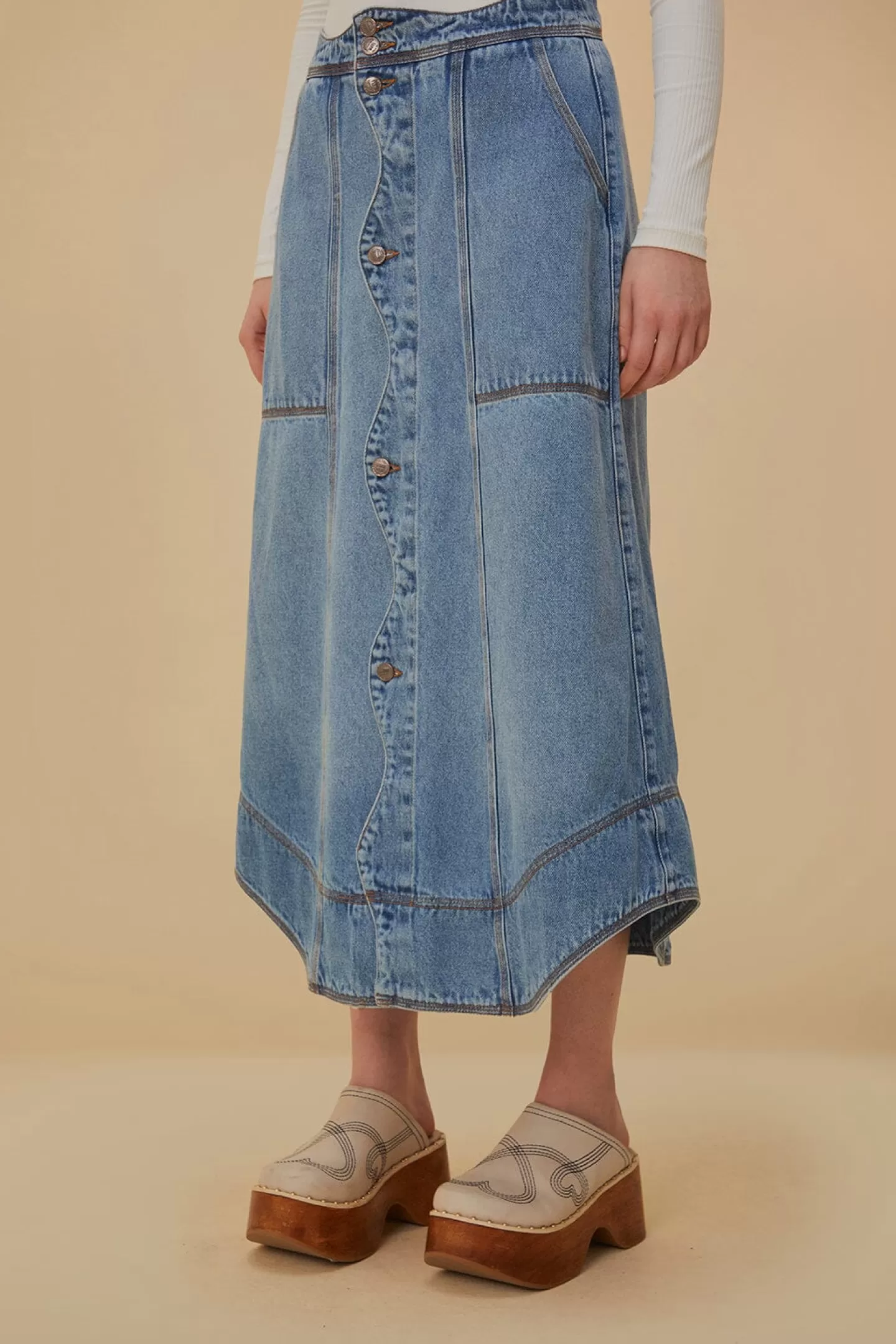 FARM Rio  DENIM WAVE SKIRT