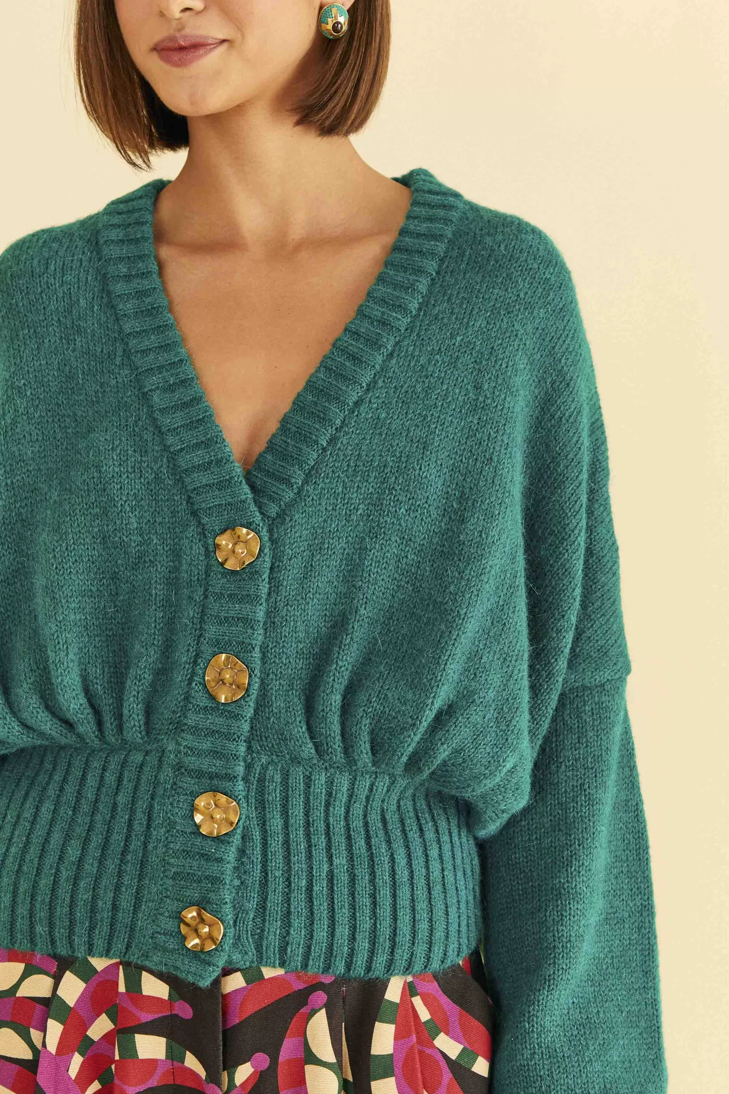 FARM Rio  EMERALD BUBBLE KNIT CARDIGAN
