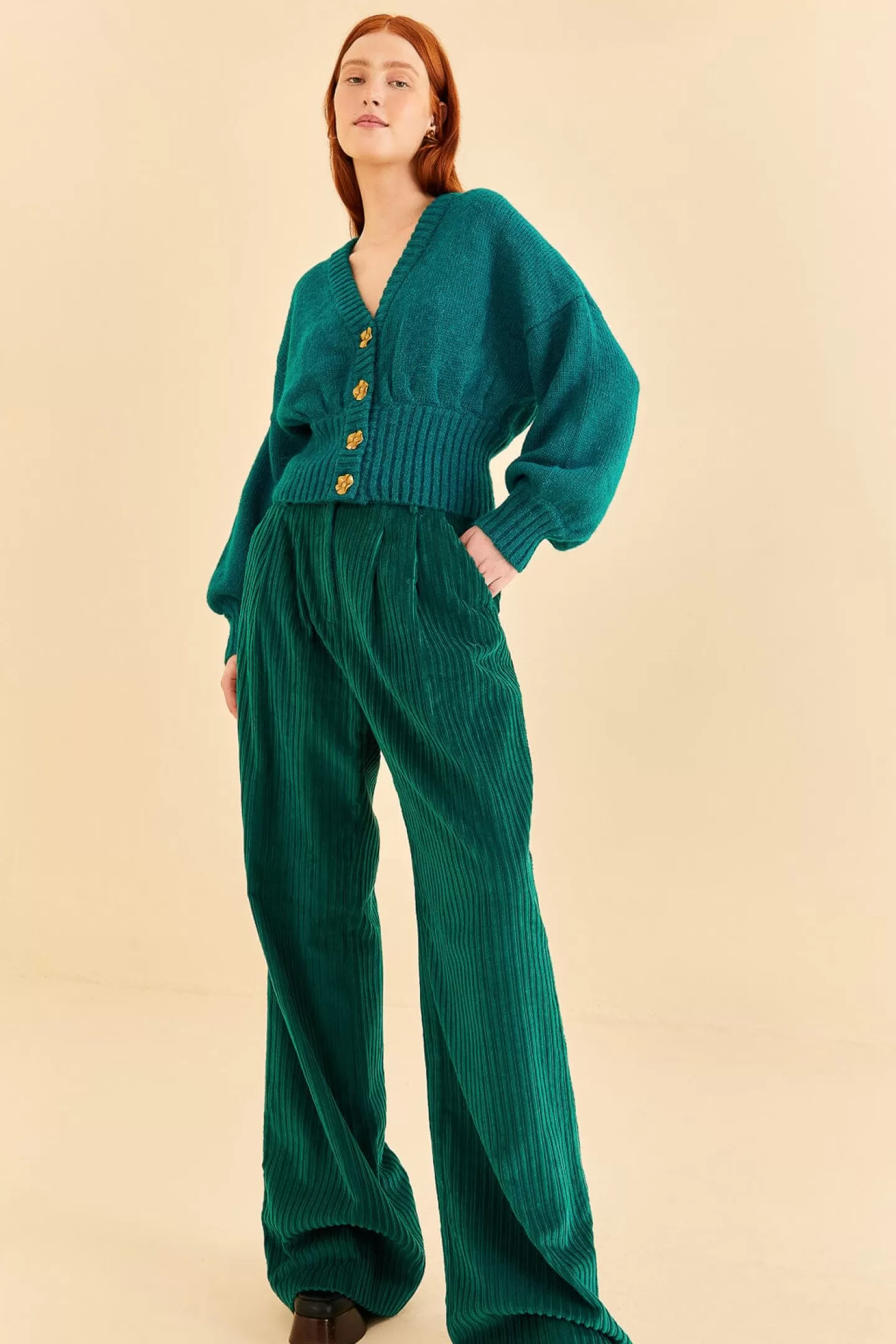 FARM Rio  EMERALD CORDUROY PANTS