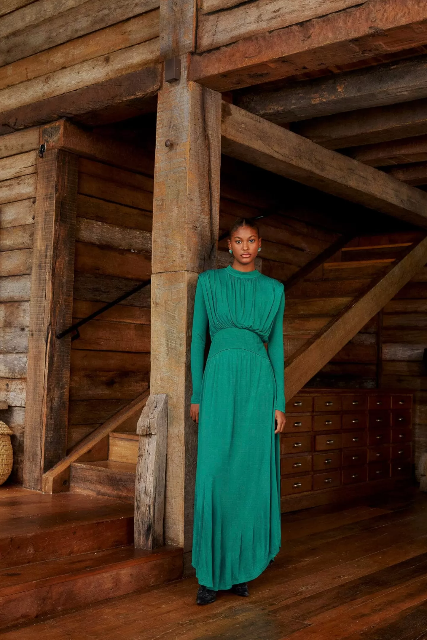 FARM Rio  EMERALD HIGH NECK MAXI DRESS