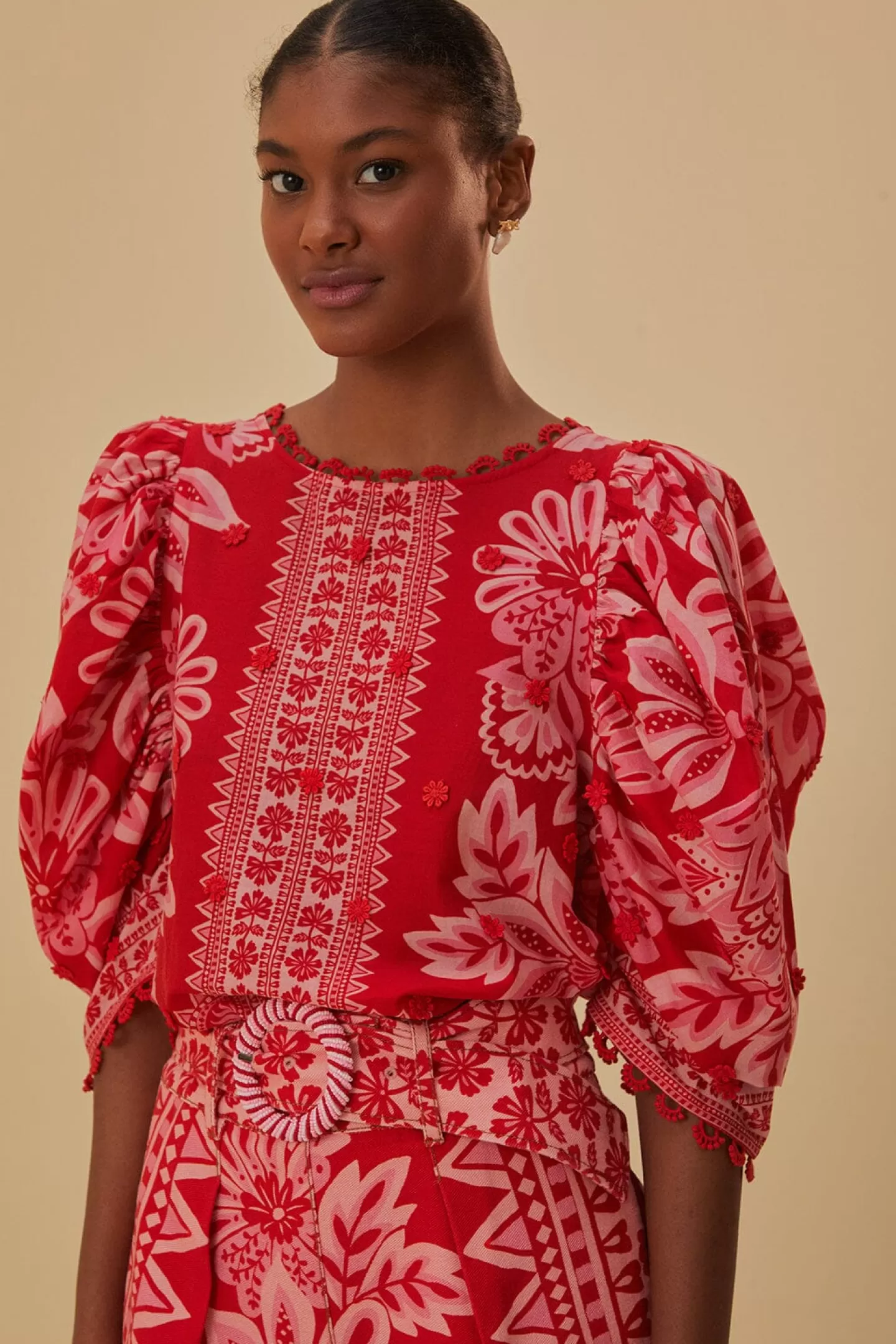 FARM Rio  FLORA TAPESTRY RED BLOUSE