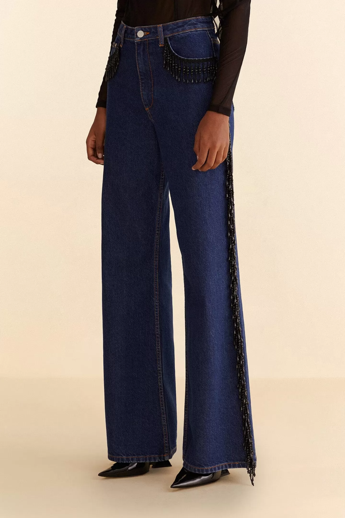 FARM Rio  FRINGES BEADS WIDE PANTS