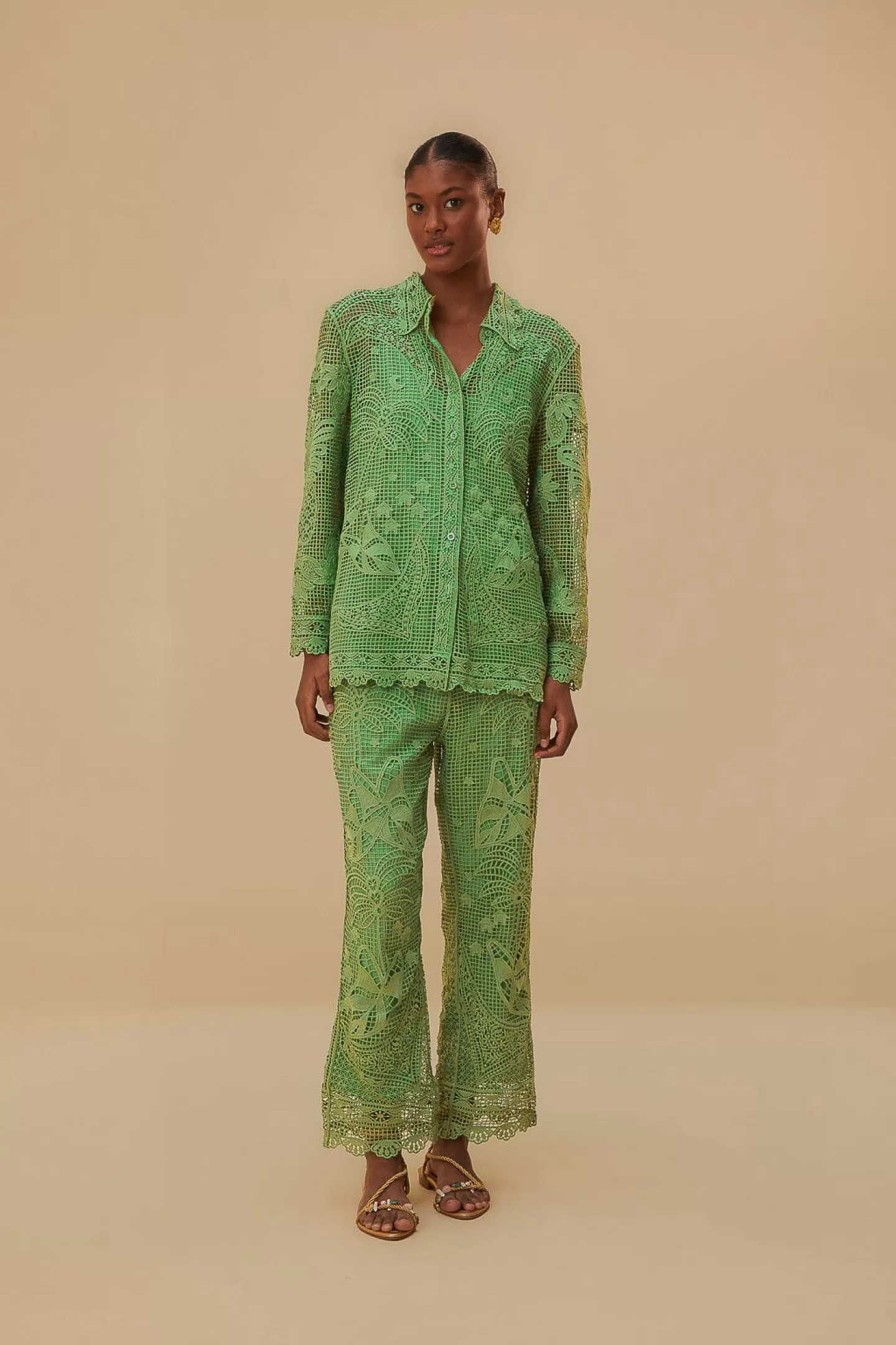 FARM Rio  GREEN GUIPIRE PANTS