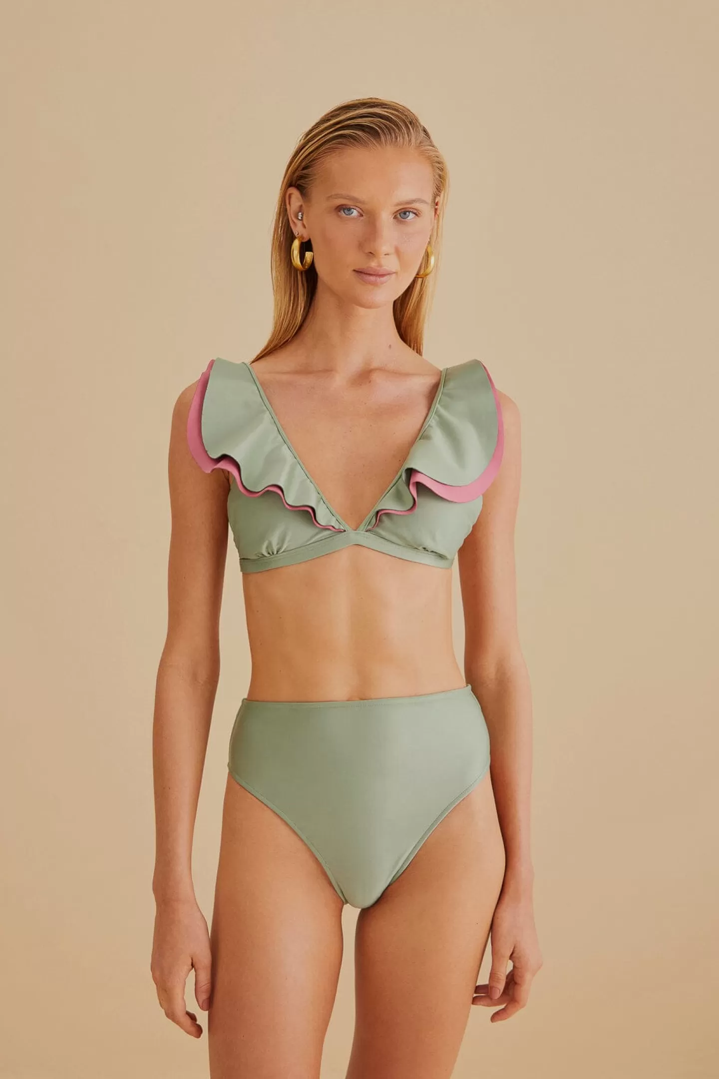 FARM Rio  GREEN HIGH WAISTED BIKINI BOTTOM