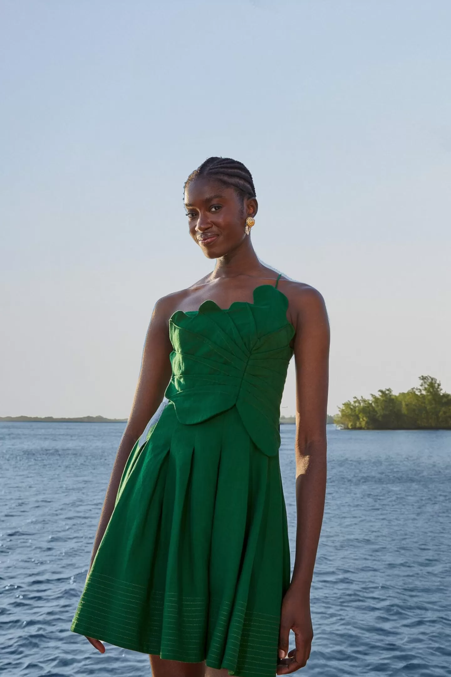 FARM Rio  GREEN ONE SHOULDER LEA MINI DRESS