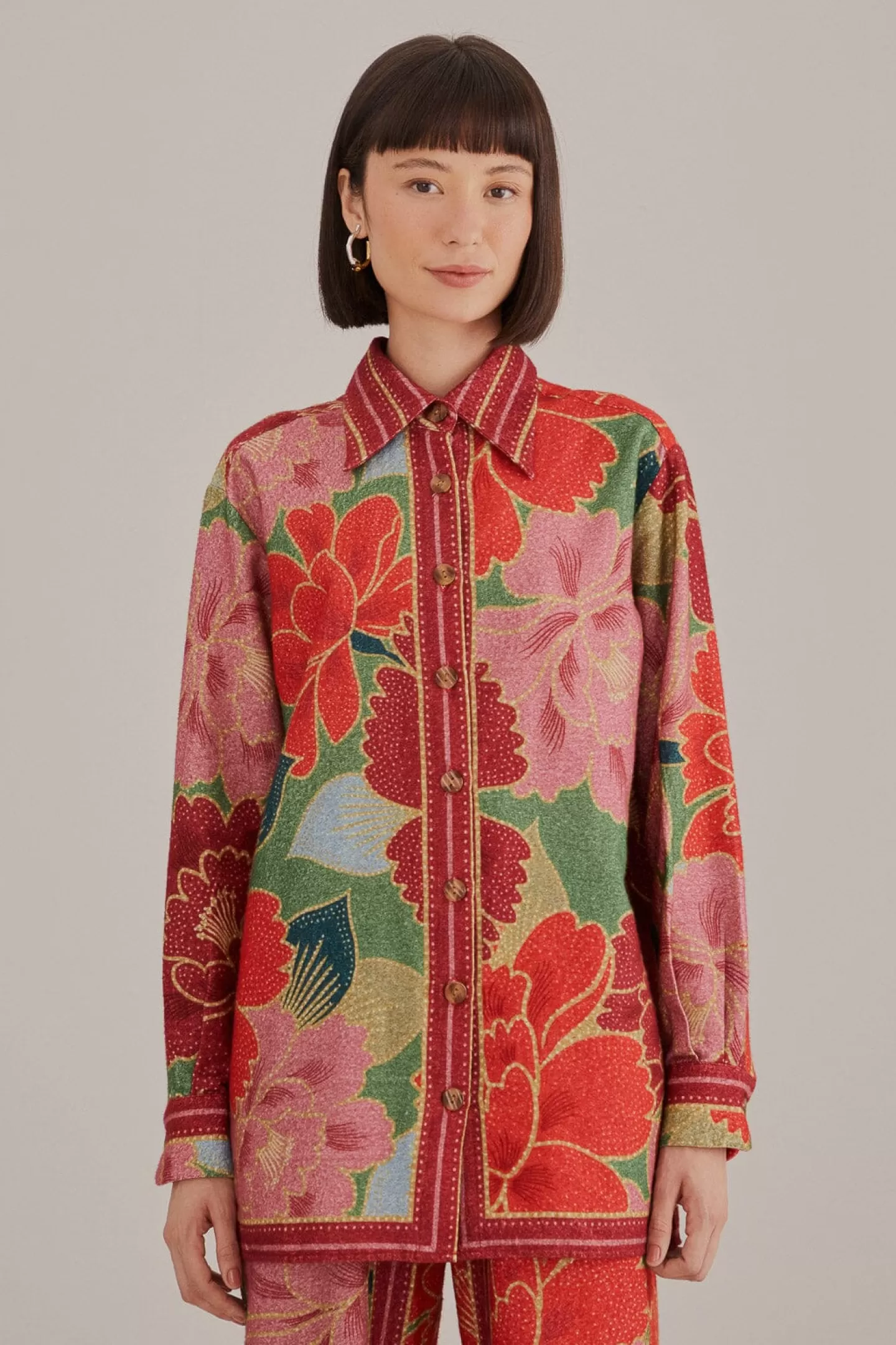 FARM Rio  GREEN SOLAR CHITA LONG SLEEVE SHIRT