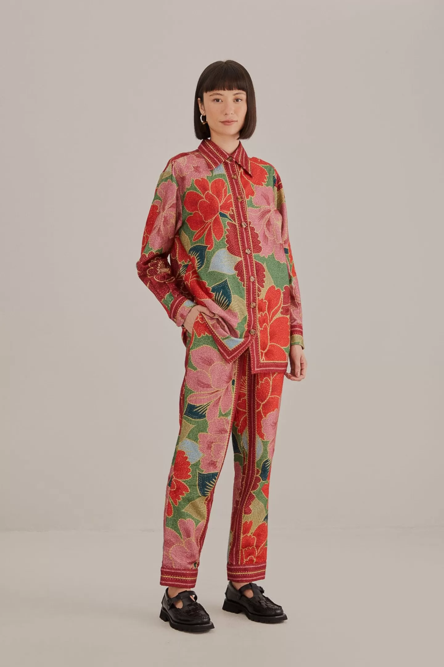 FARM Rio  GREEN SOLAR CHITA LONG SLEEVE SHIRT