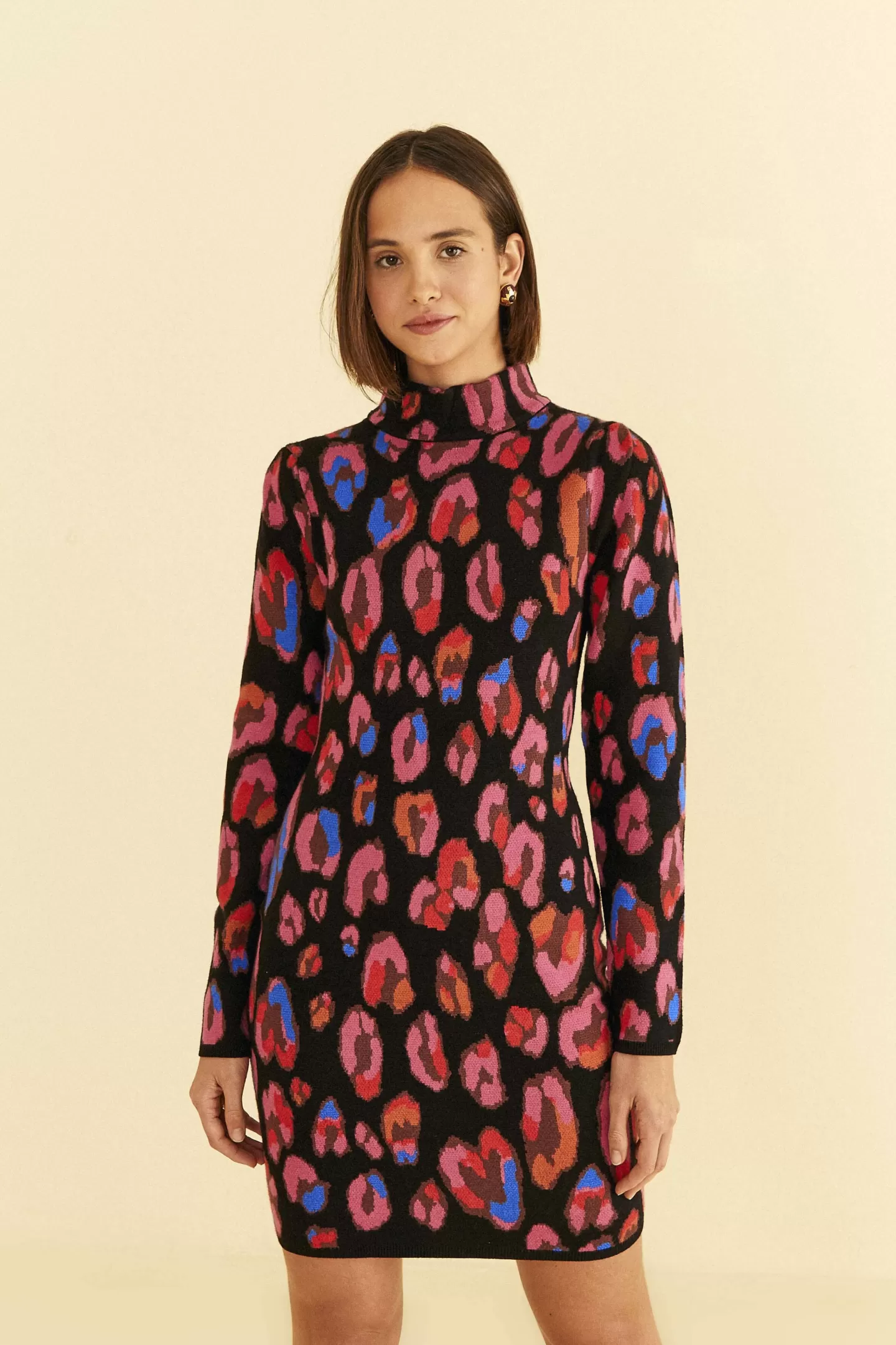 FARM Rio  IRIDESCENT LEOPARDS KNIT MINI DRESS