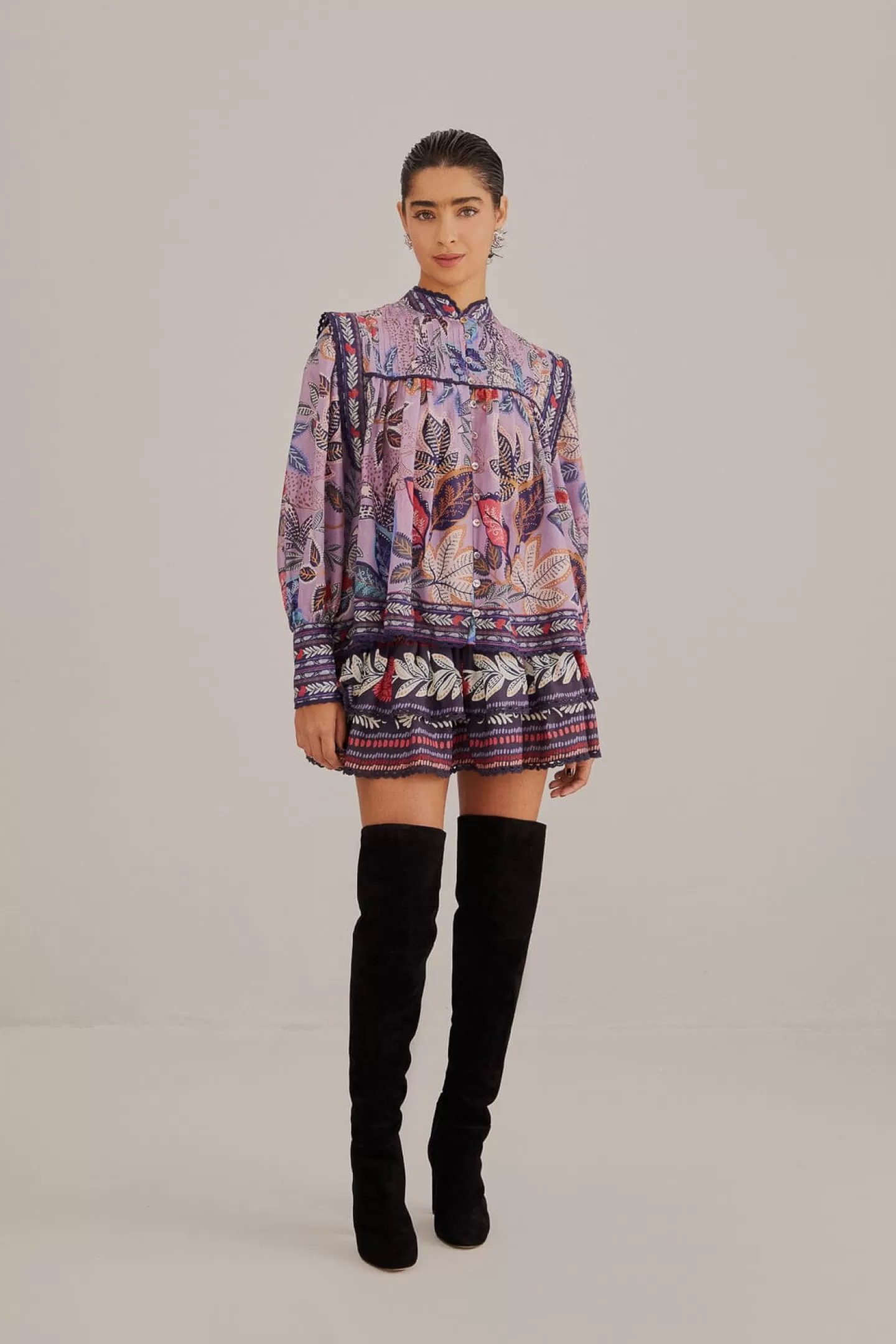 FARM Rio  LAVENDER WILD NIGHT MINI SKIRT