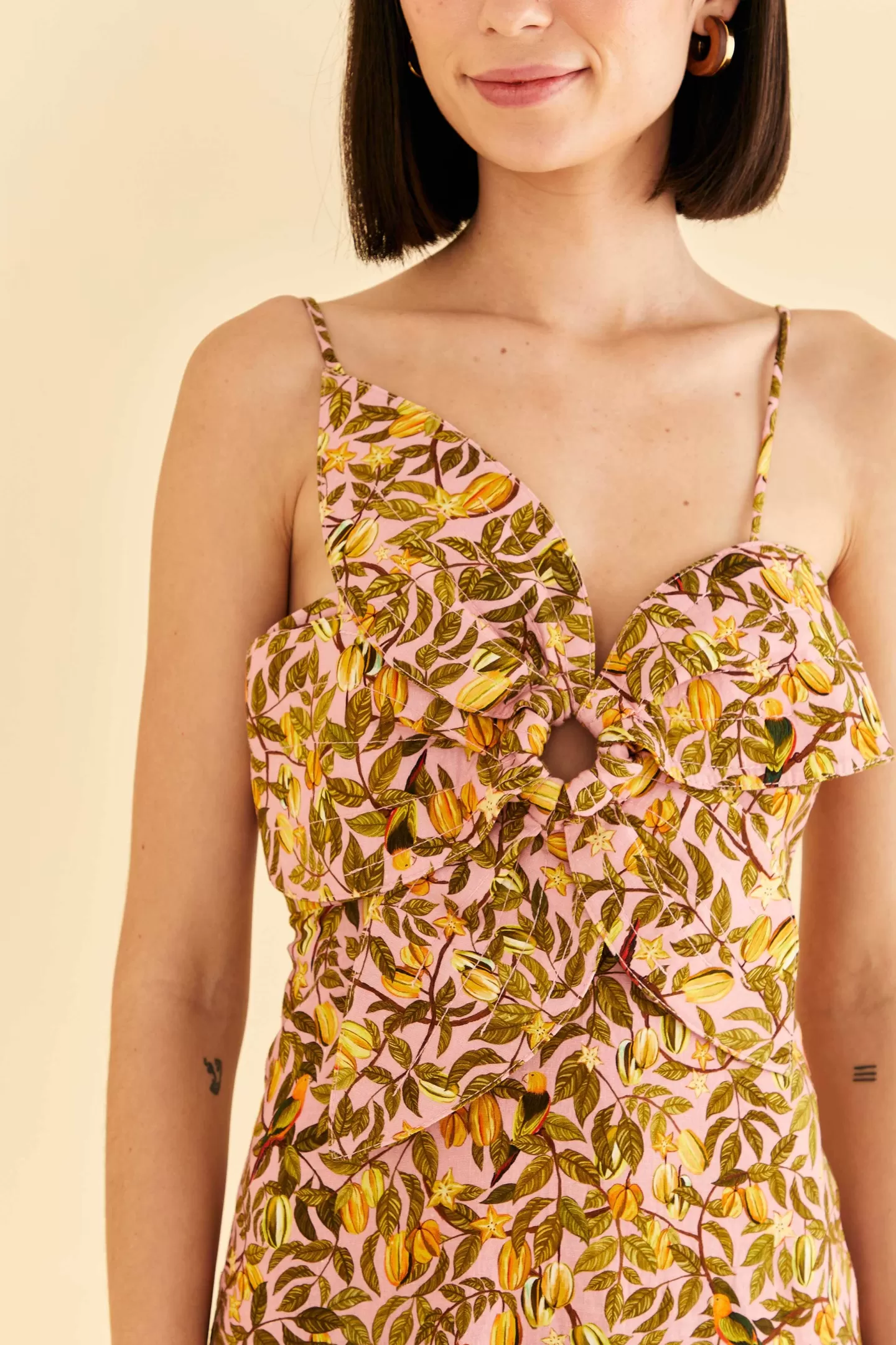 FARM Rio  LIGHT PINK STAR FRUIT FLOWER MINI DRESS