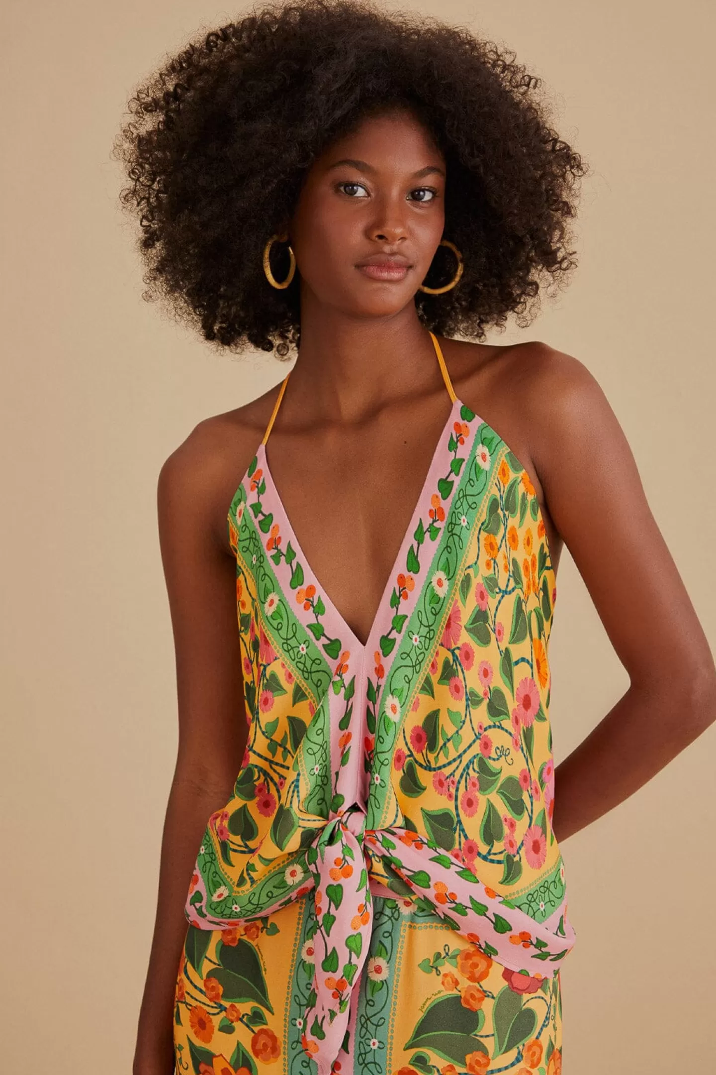 FARM Rio  LIGHT YELLOW HEART IVY BLOUSE