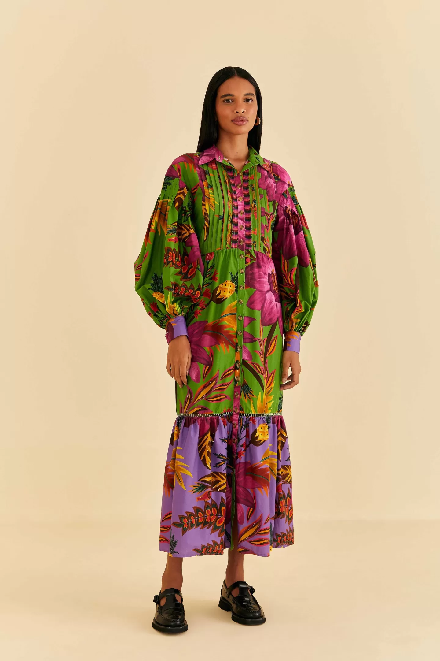 FARM Rio  MAXI FLOWERS ORGANIC COTTON MAXI DRESS