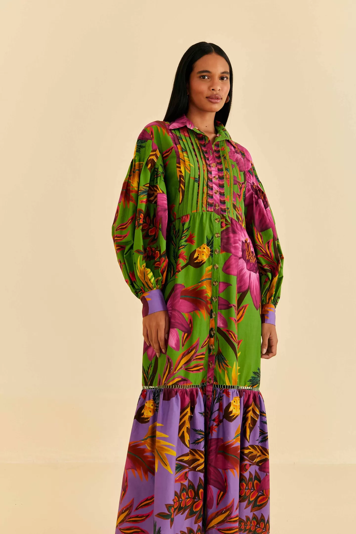 FARM Rio  MAXI FLOWERS ORGANIC COTTON MAXI DRESS
