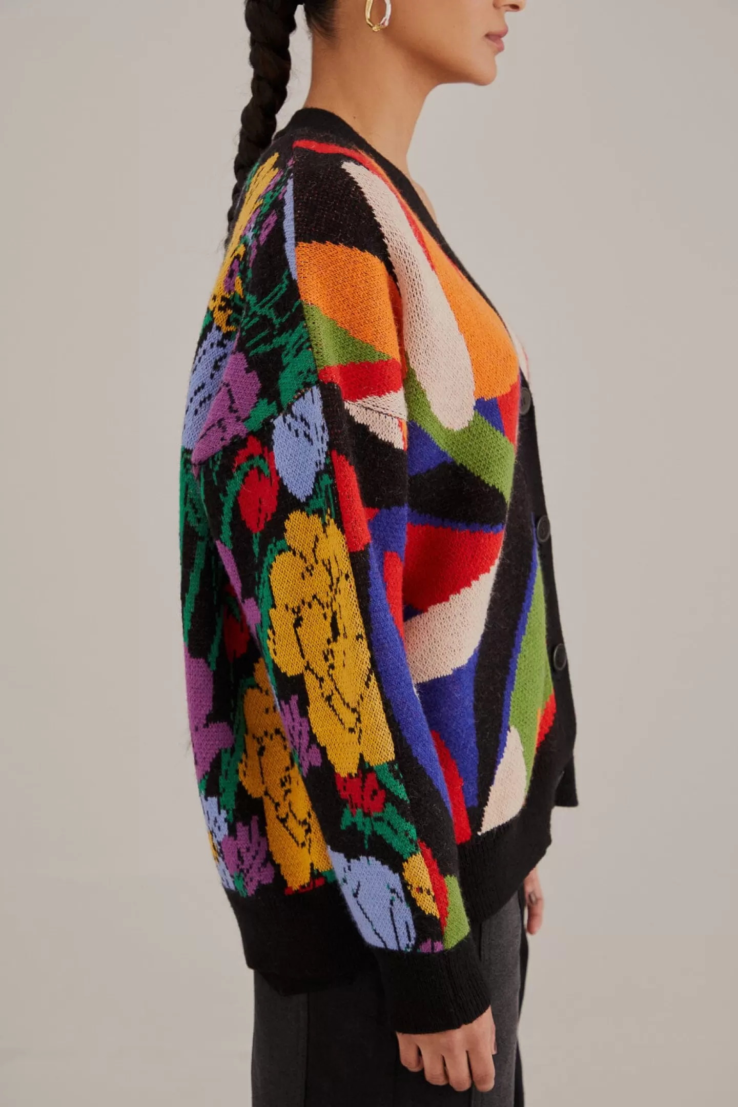 FARM Rio  MIXED FLOWERS BANANAS KNIT CARDIGAN