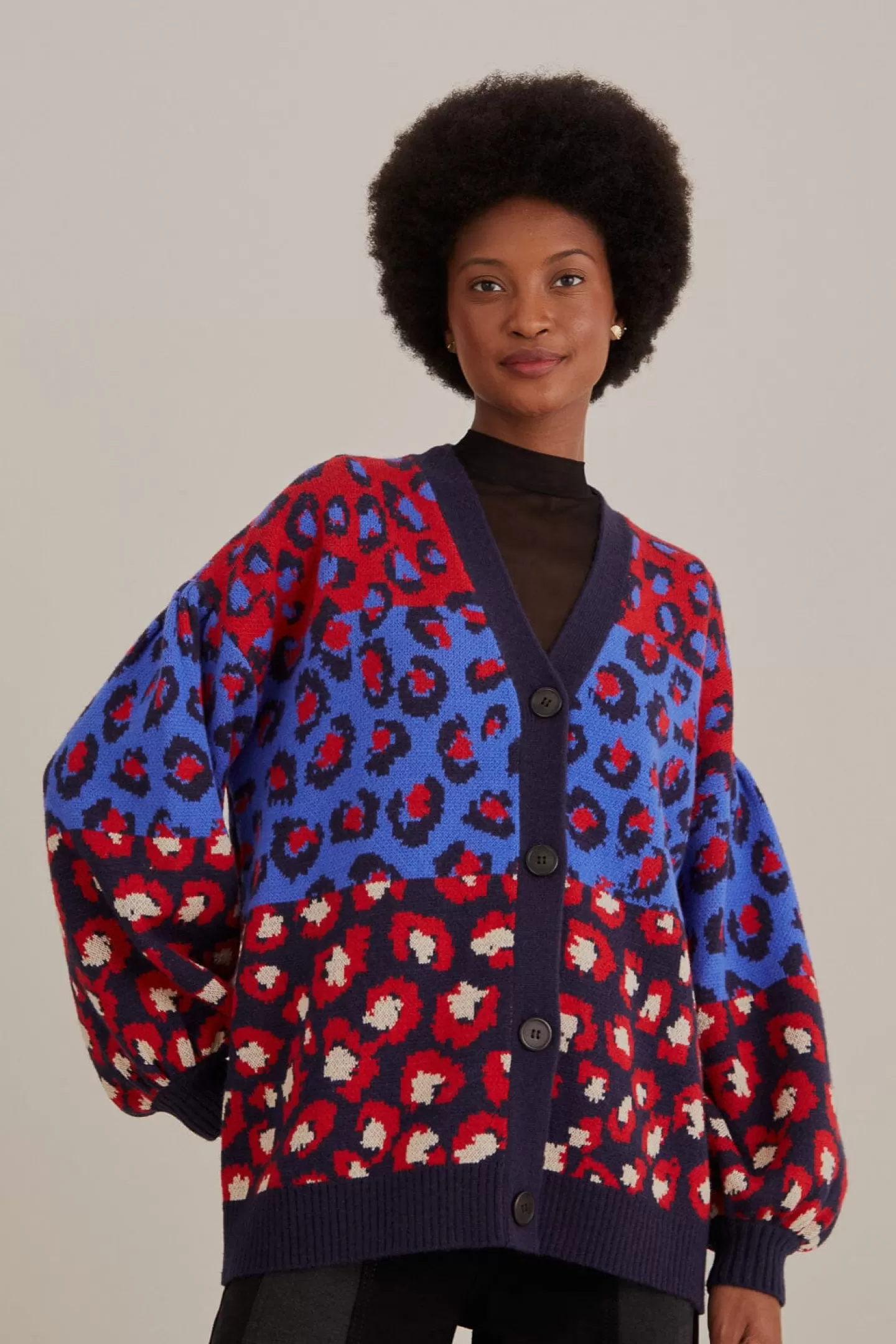 FARM Rio  MIXED LEOPARDS KNIT CARDIGAN